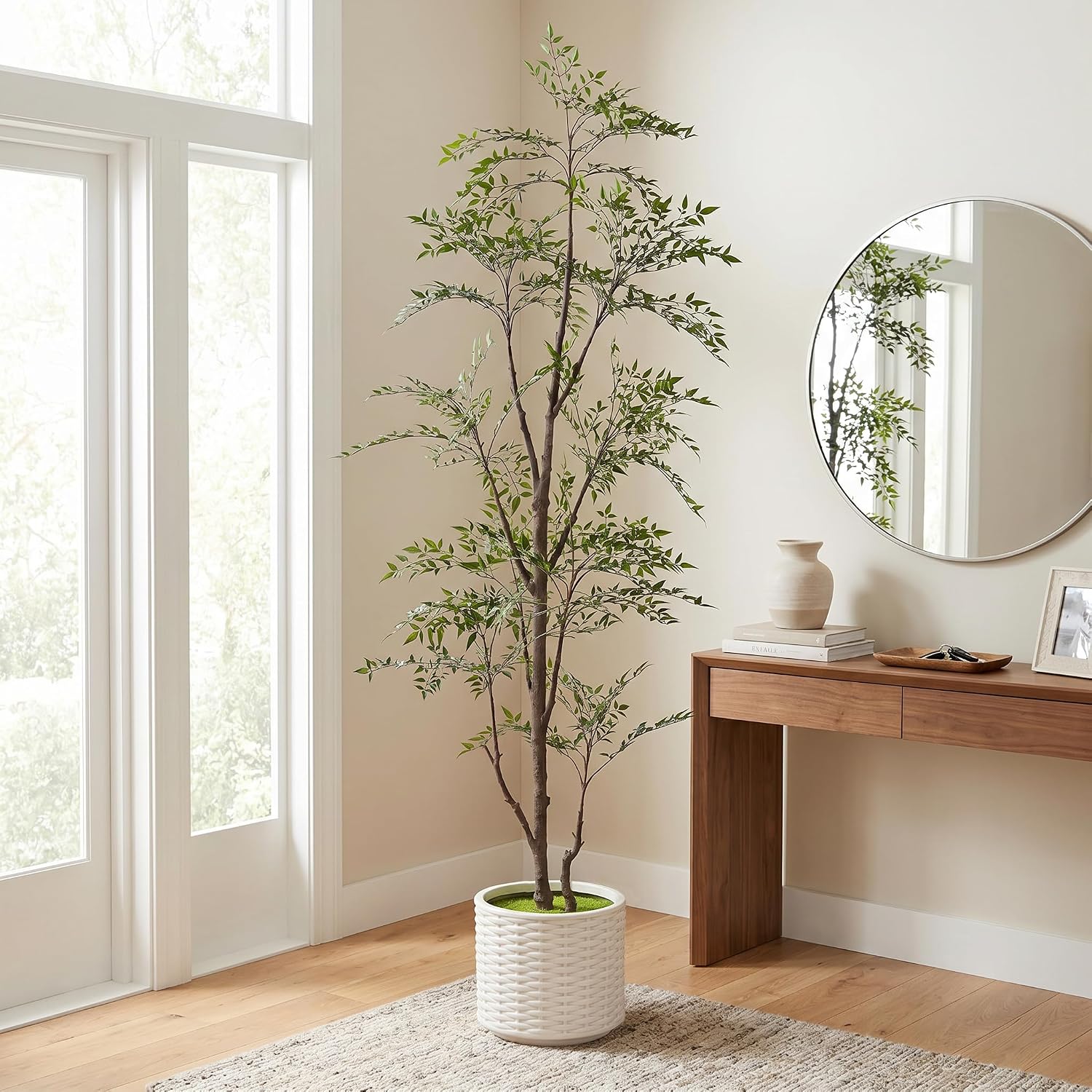 Detalle 2 de ZKIODV Nandi-I21-Grün konstgjort prydnadsträd, 210 cm med gröna blad