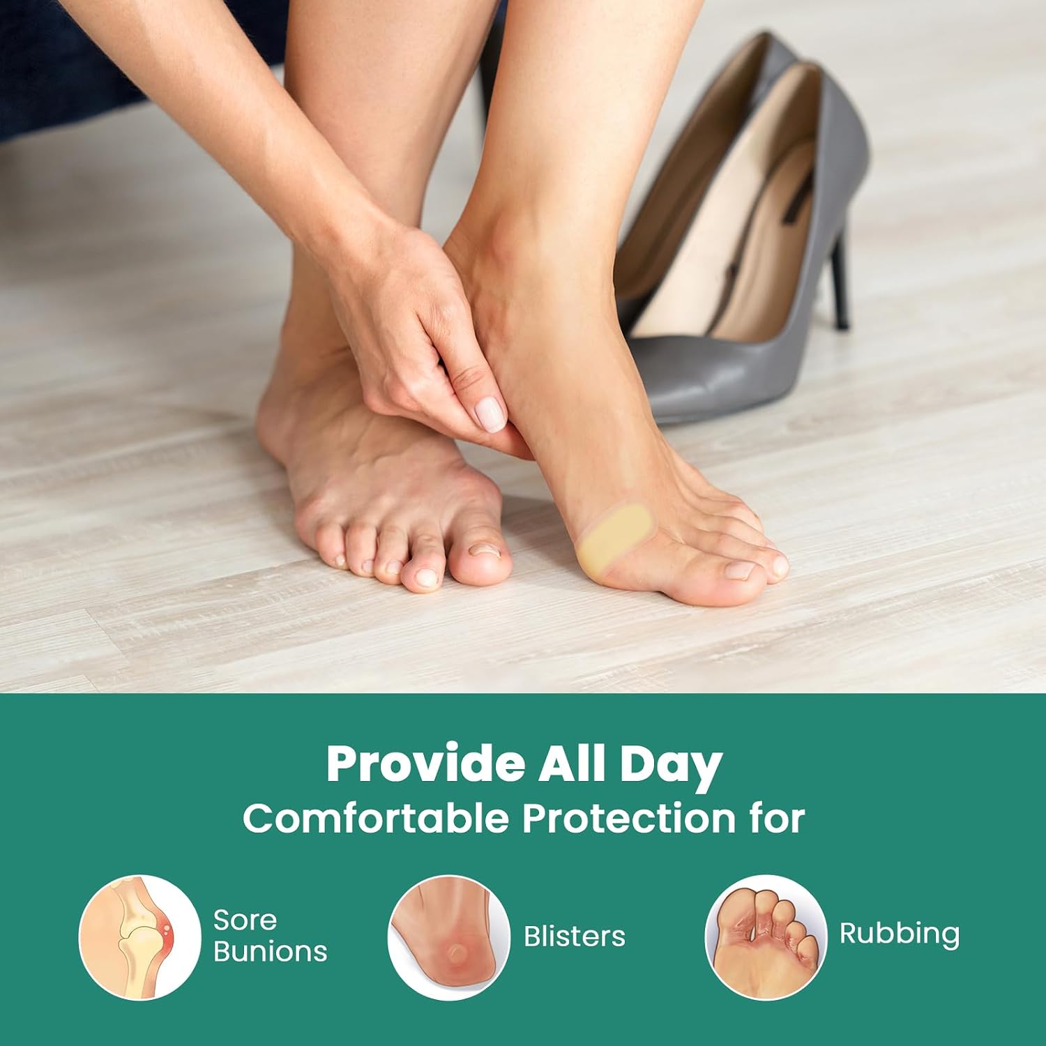Detalle de Welnove 21-Count Hydrocolloid Blister Bandages for Heel and Toe, Water-Resistant