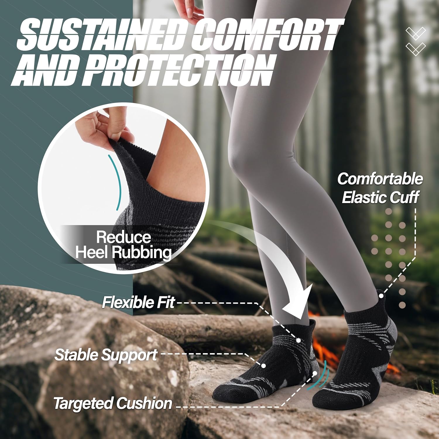 Thumbnail 2 de ANTSANG No Show Socks for Men and Women — Merino Wool Ankle Socks for Hiking and Running