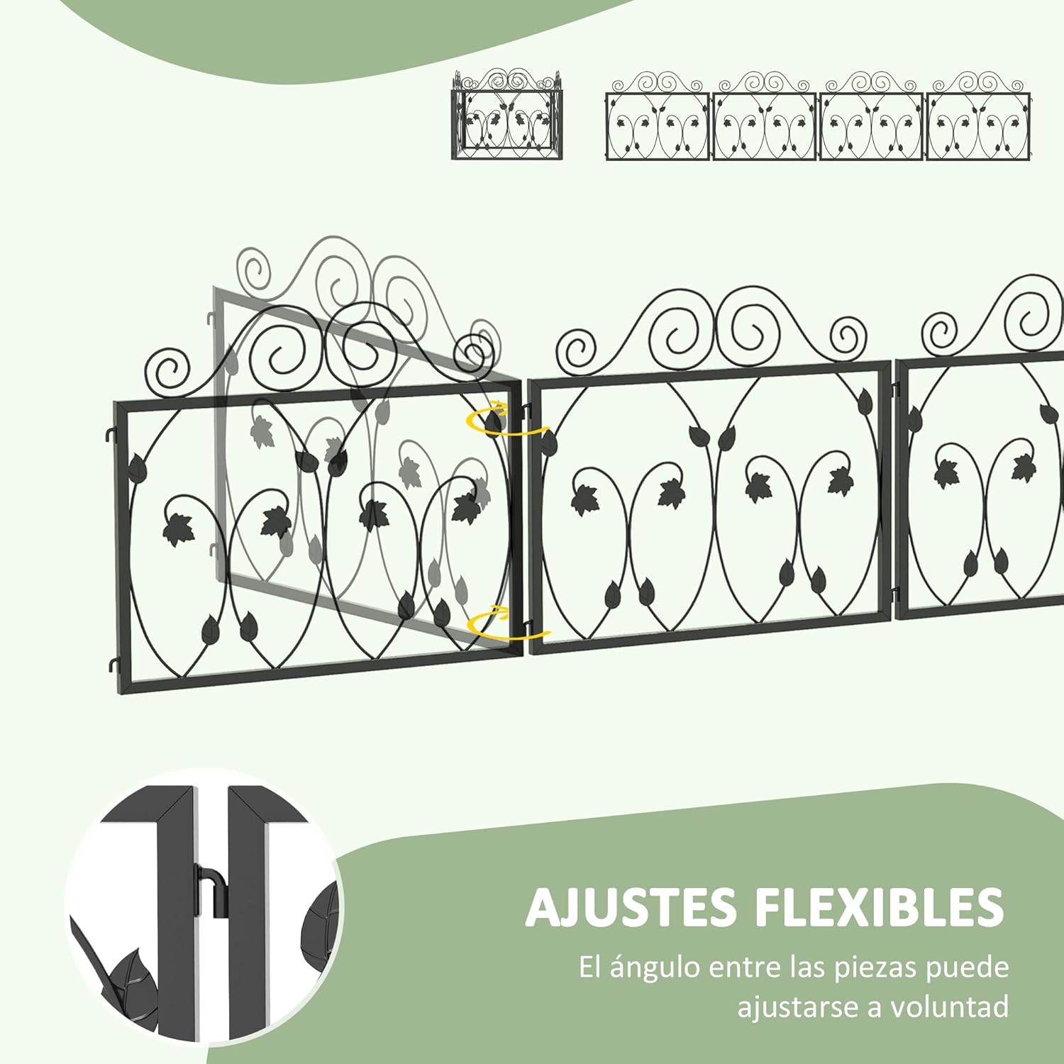 Thumbnail 3 de Outsunny Vallas de Jardín de 4 Paneles, 230x48 cm, Acero Negro 🚧
