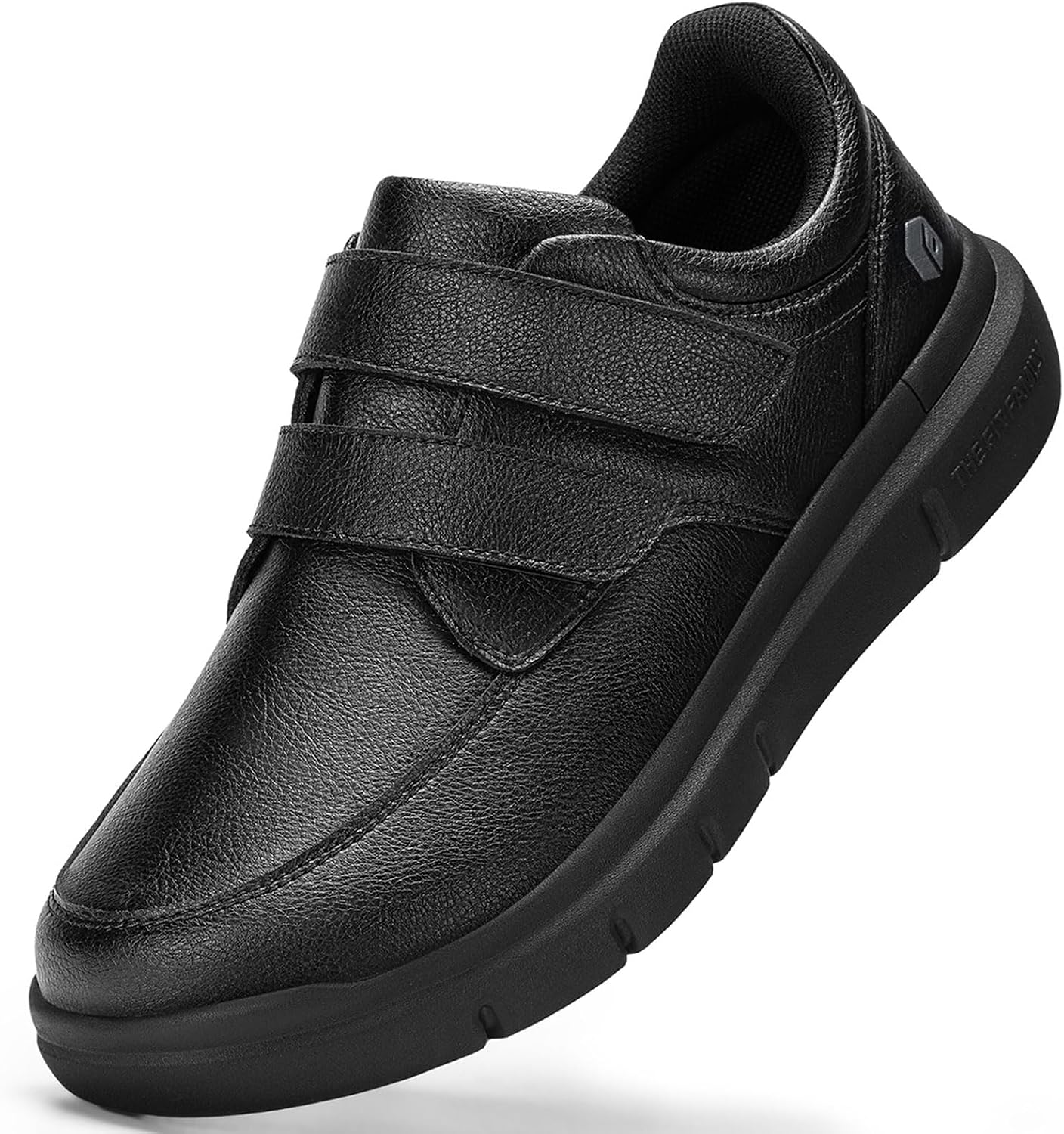 Detalle de FitVille Extra Weit Herren Lederschuhe mit Klettverschluss – Leichte Freizeitschuhe, Gr.40–50