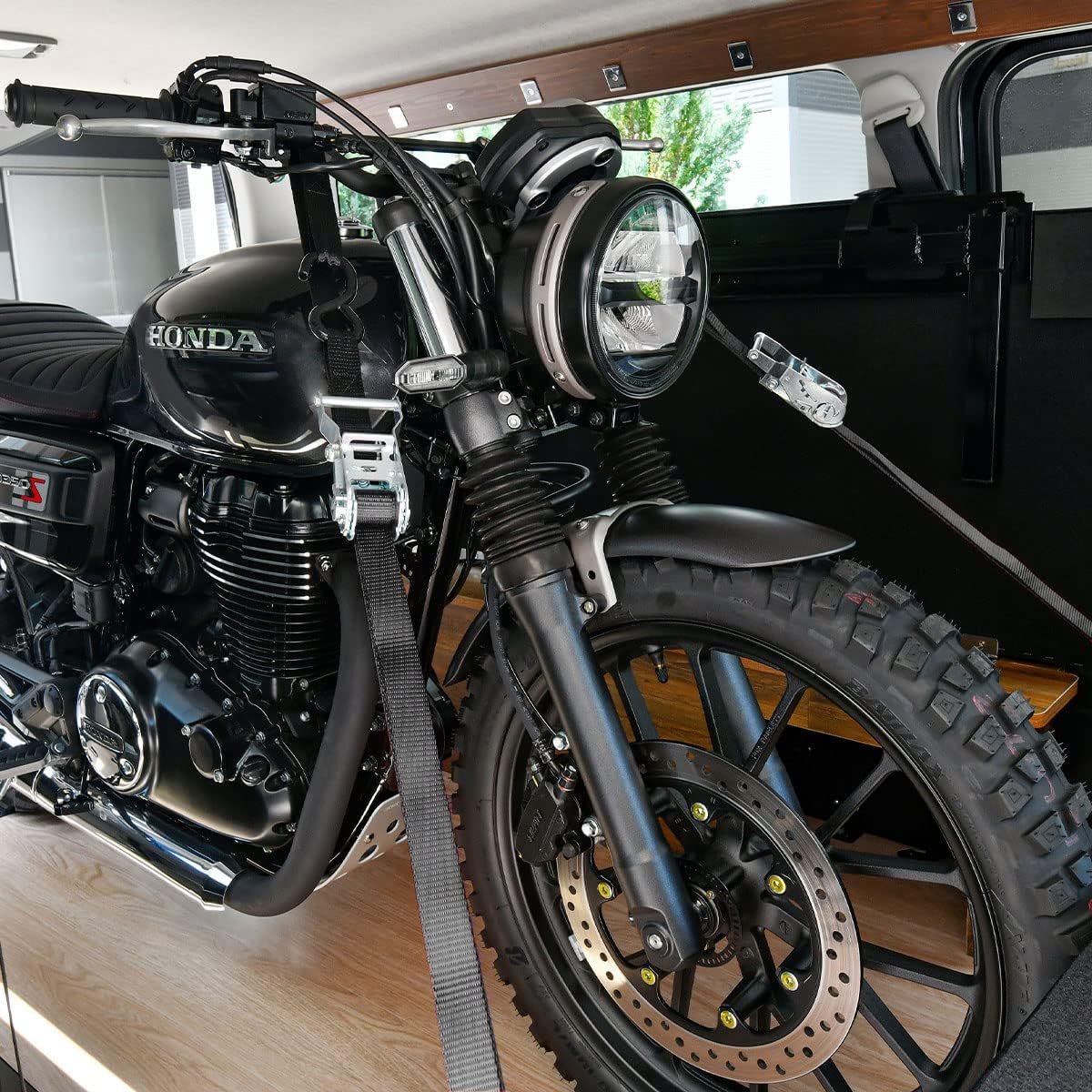 Detalle de DRC T2ラチェットタイダウン D6424 バイク固定用、2本入り・175cm・セーフティーフック付き