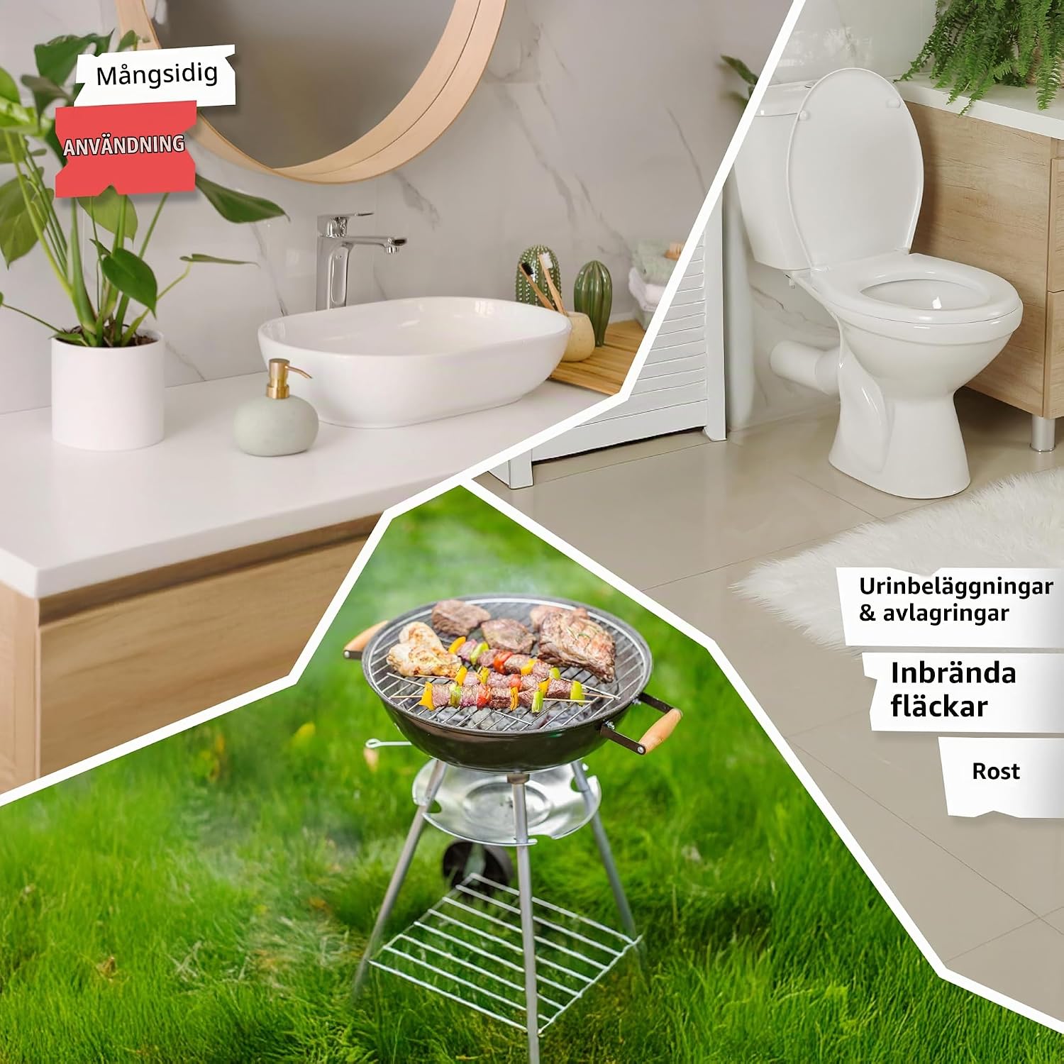 Detalle 2 de SPRINGER ZX6000 pimpstensset för WC och badrum, naturlig sten, 3-pack
