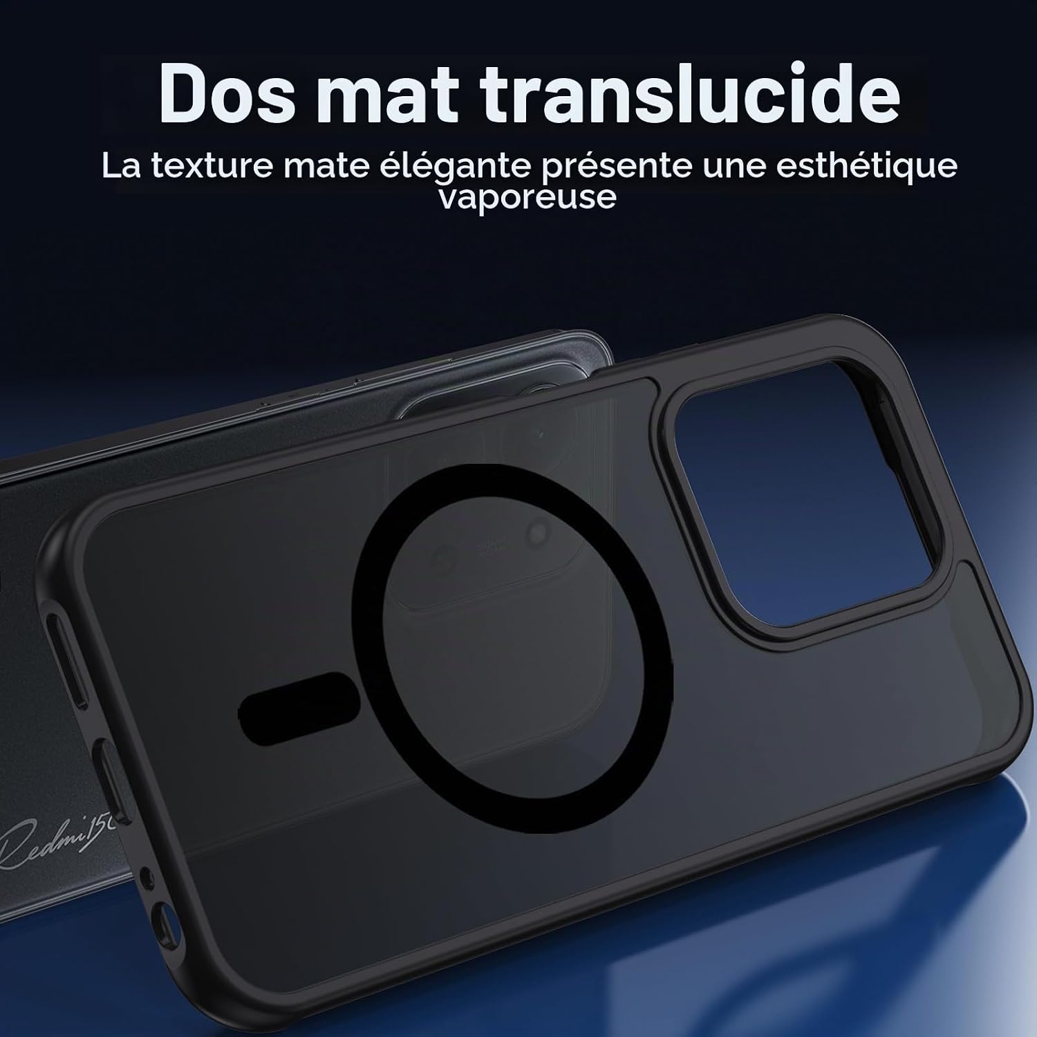 Detalle de XTCASE Coque Magnétique pour Xiaomi Redmi 15C — Étui Translucide Mat, Protection Antichoc et MagSafe