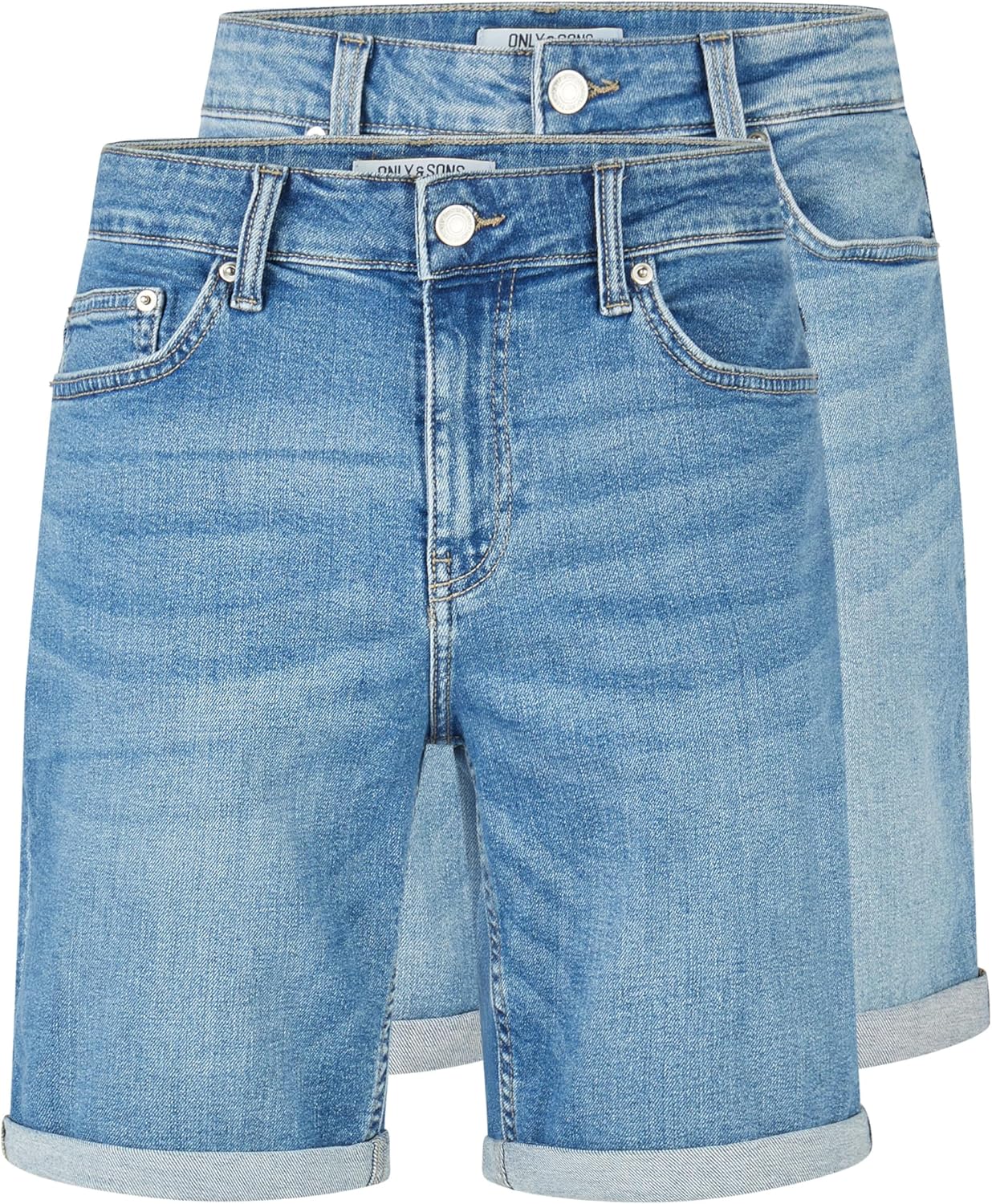 Detalle de Only & Sons Kurze Jeans Herren ONSPLY 2er Pack – Regular Fit Bermuda Denim Shorts