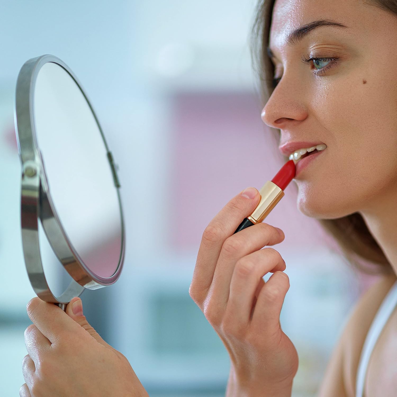 Thumbnail 2 de Relaxdays Espejo Aumento de Mesa Plateado 🪞 - Compacto y Práctico