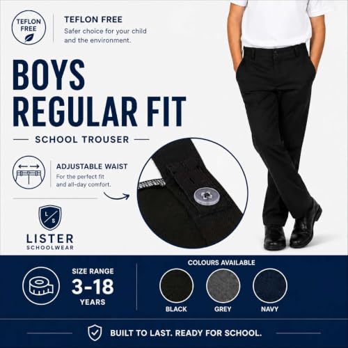 Detalle de 2PK Integriti Boys Adjustable Waist Regular Fit School Trousers (3–18 Years)
