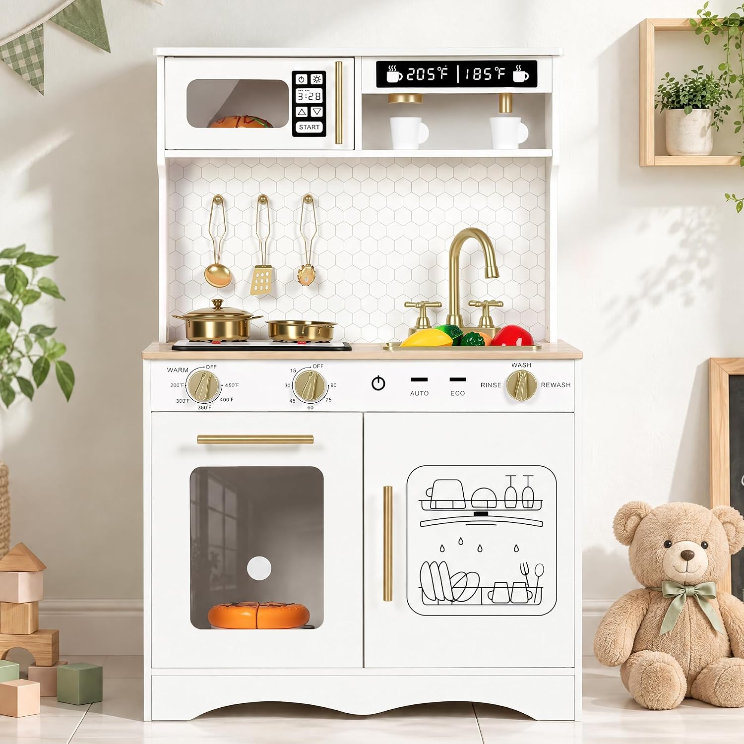 Detalle de Wooden Play Kitchen with Real Lights and Sounds