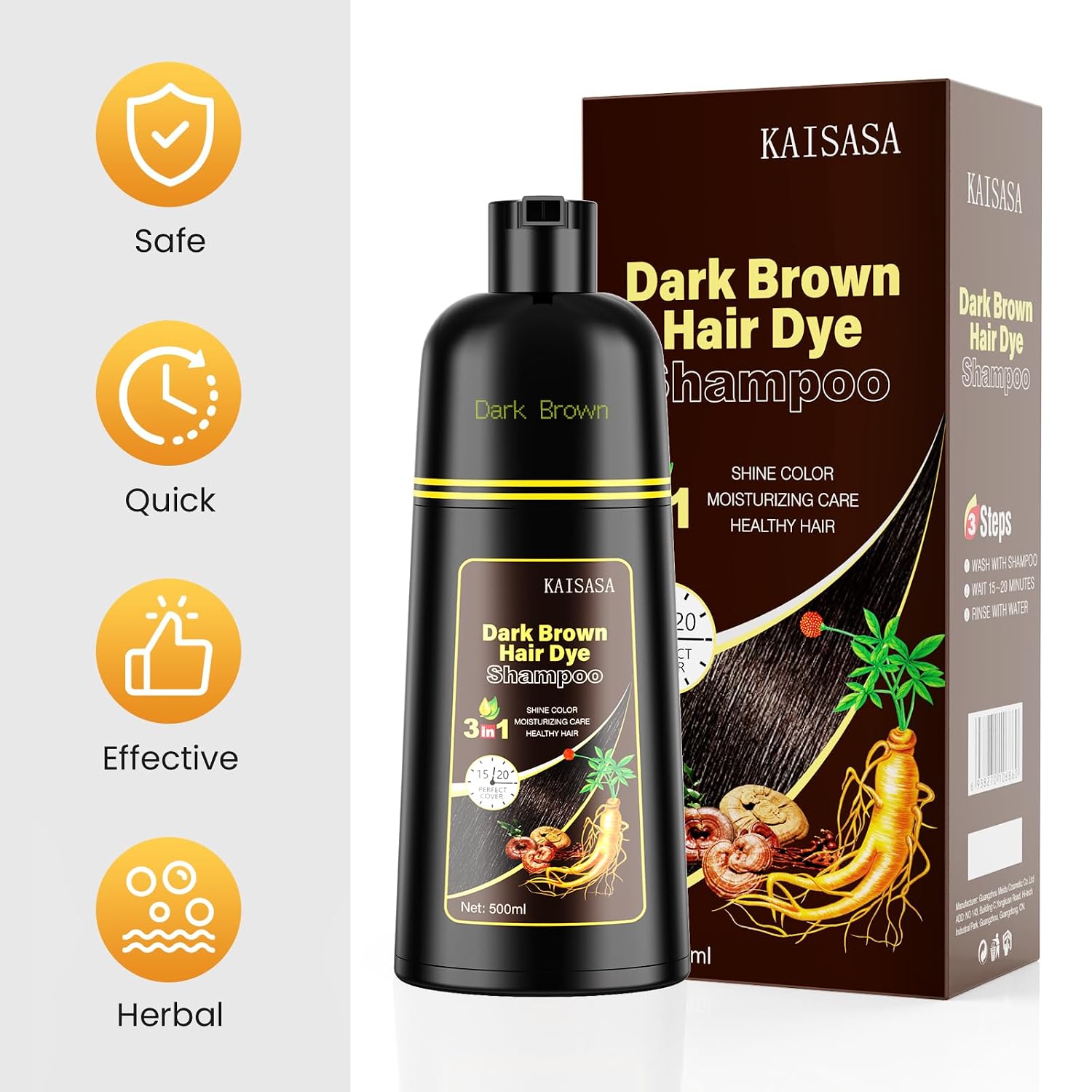 Thumbnail 6 de KAISASA Schwarzes Haarfärbe-Shampoo 3-in-1