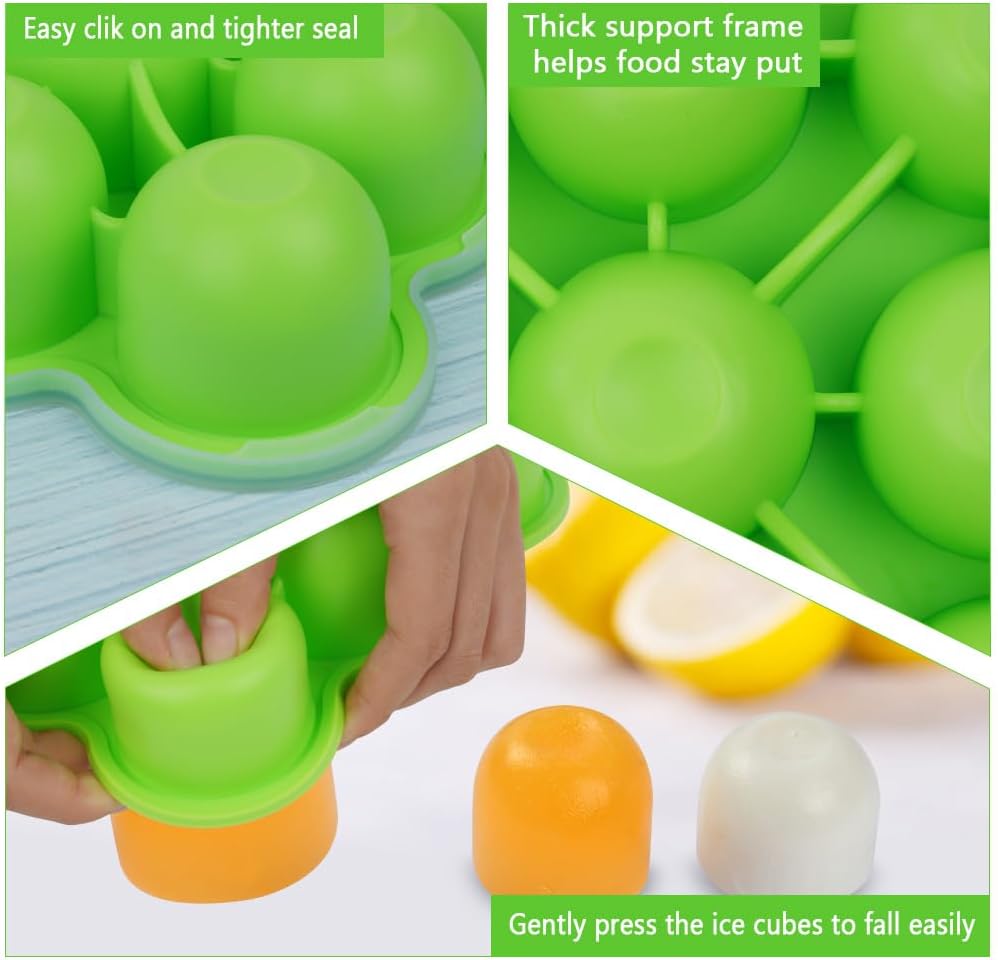 Thumbnail 3 de Aolso 9-Grid Silicone Freezer Storage Tray with Clip-On Lid (Green)