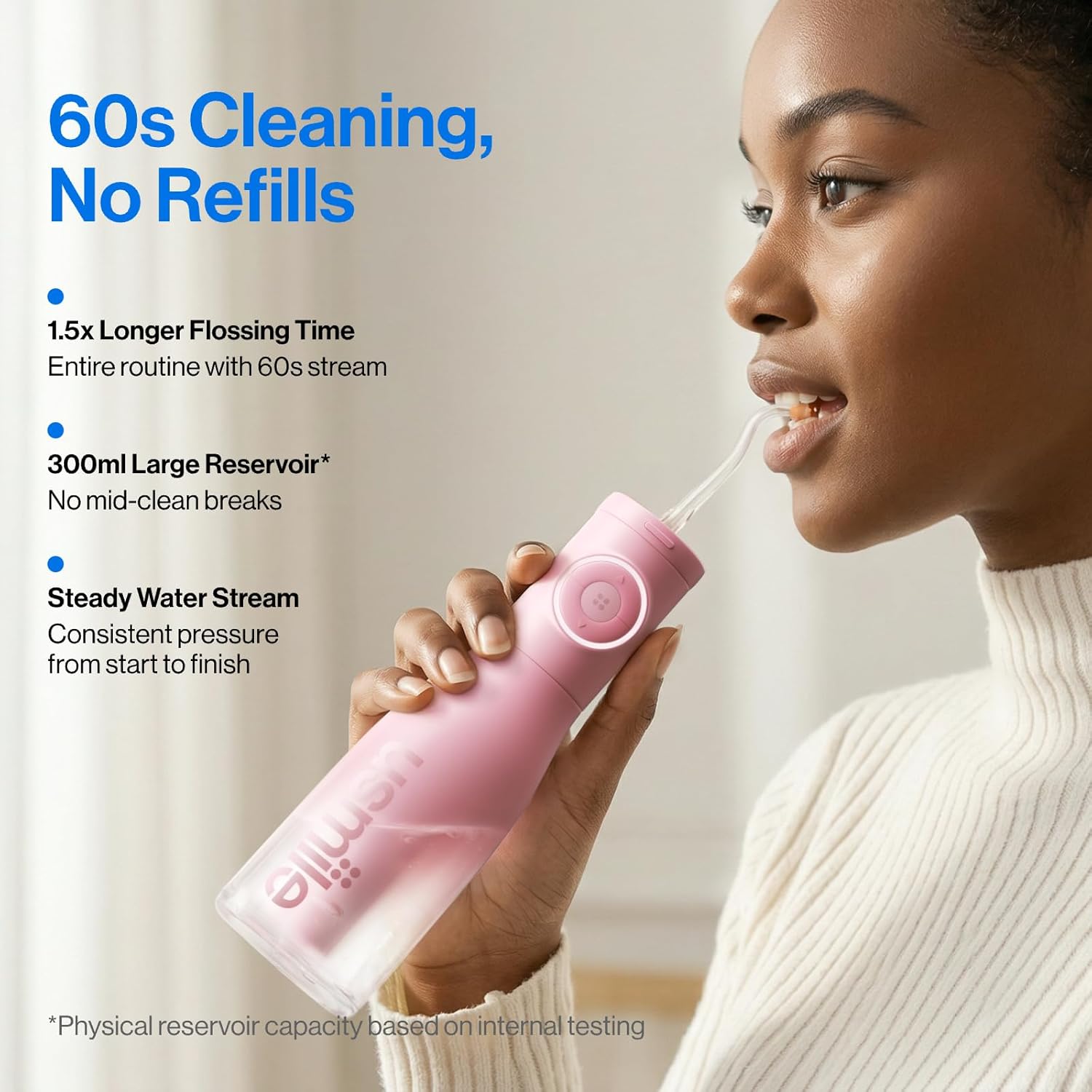 Thumbnail 2 de usmile C30 Cordless Water Flosser (Pink) with 300ml Tank and 5 Pressure Levels