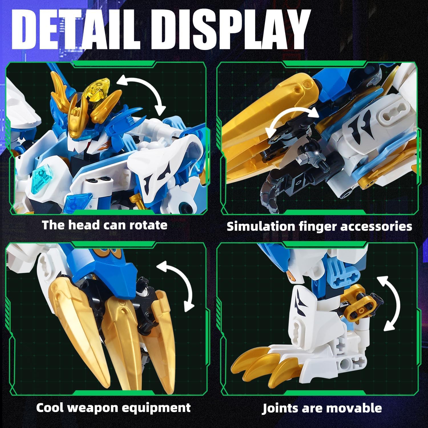 Detalle 2 de TIALLOW White Tiger 2 in 1 Mech Building Set: Transforming Robot & Tiger, for Teens & Adults