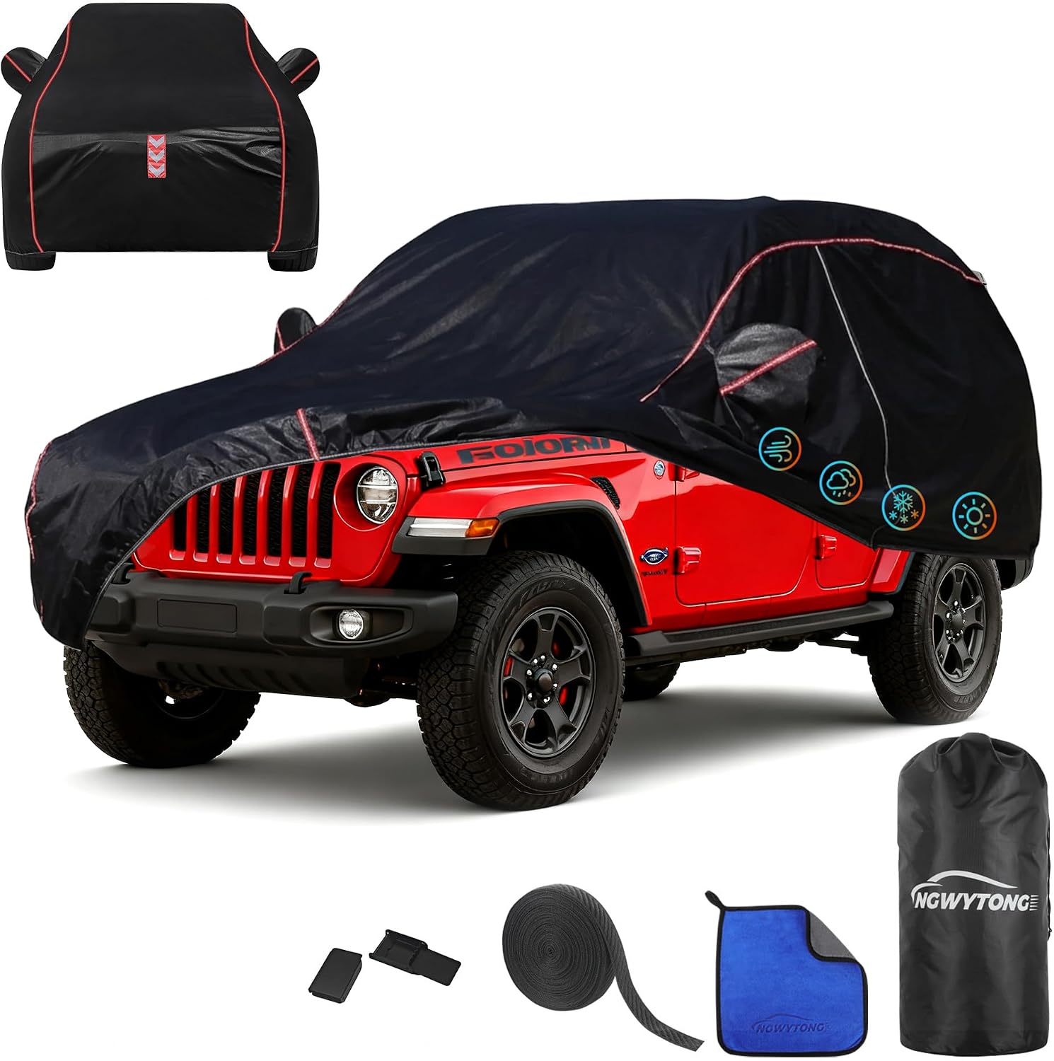 Thumbnail 6 de SUV Car Cover Waterproof All Weather with 8-Point Fastening (Fits 181-190 in)