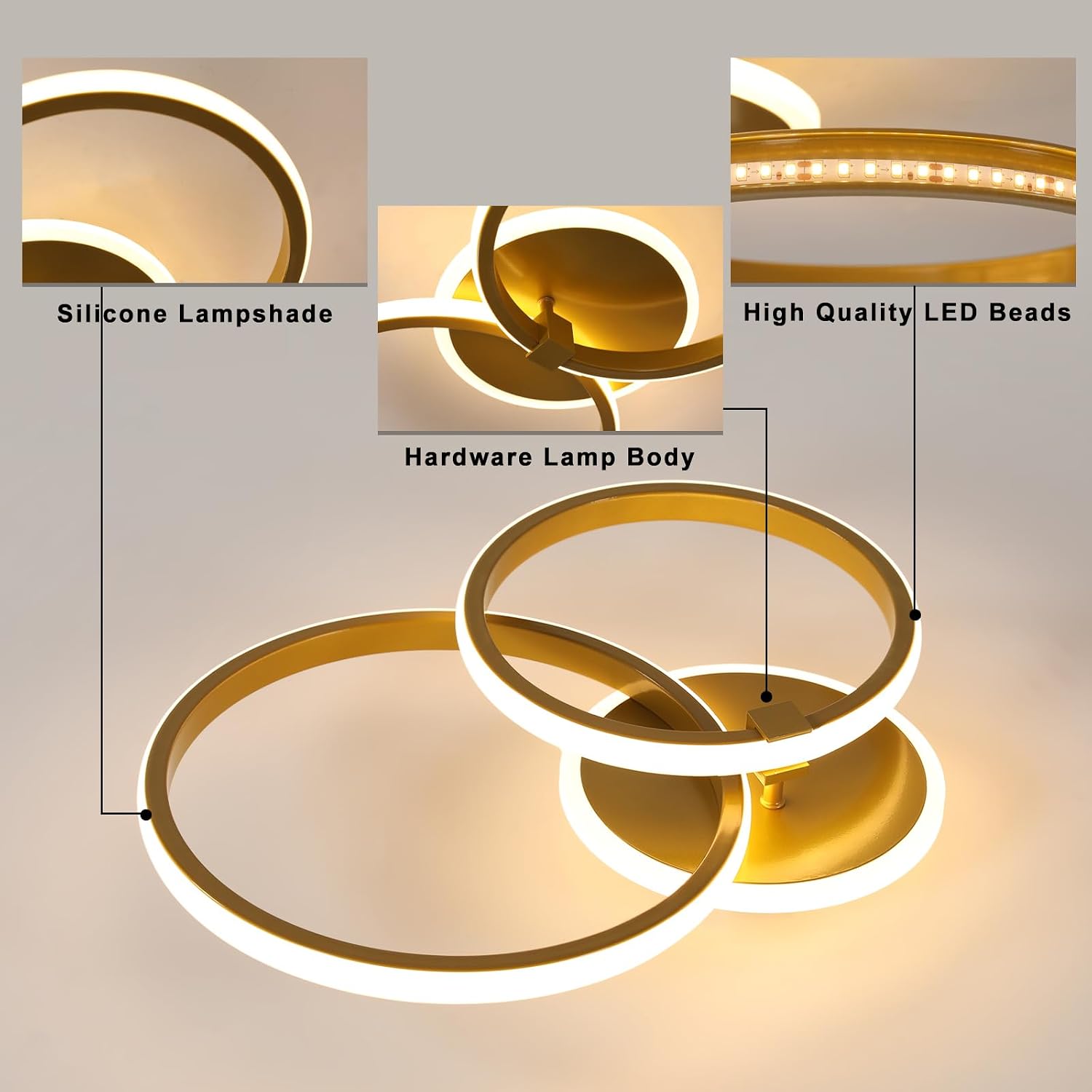 Detalle 2 de Mckalen plafoniera LED 42W rotonda oro