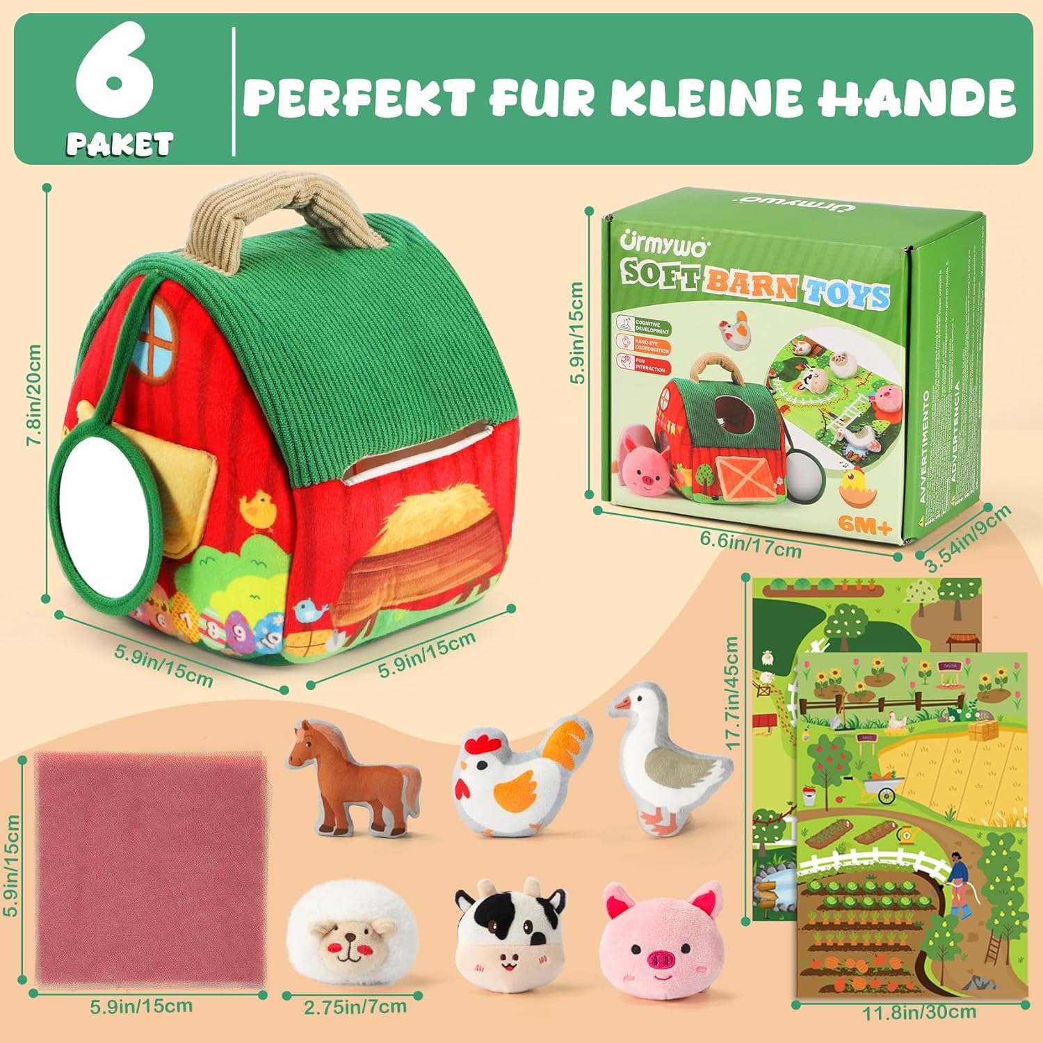 Detalle 2 de URMYWO Baby Spielzeug Bauernhof Montessori Sensorik