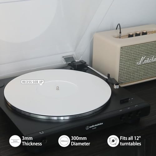 Detalle de TAKMORK Turntable Mat Record Platter Slipmat: Acrylic, 12" White – Anti-Static, Tighter Bass