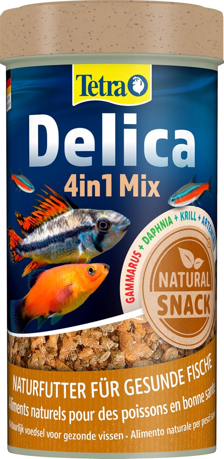 Tetra Delica Mix Naturfutter – 4-in-1 Futtertier-Mischung, 250 ml Dose