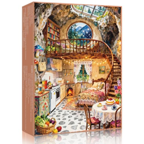 Detalle de HUADADA Puzzle 1000 Teile – Erwachsenes Felsenheim, 70 × 50 cm