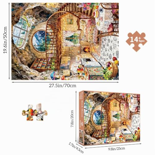 Detalle de HUADADA Puzzle 1000 Teile – Erwachsenes Felsenheim, 70 × 50 cm