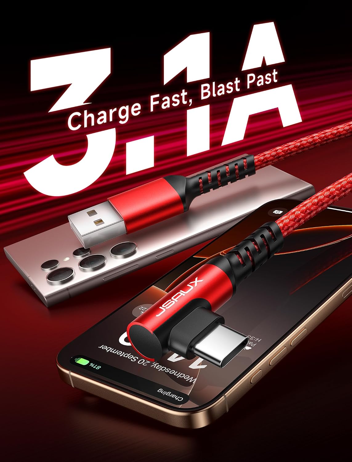 Detalle de JSAUX USB C Kabel 2M 3,1A Schnellladung