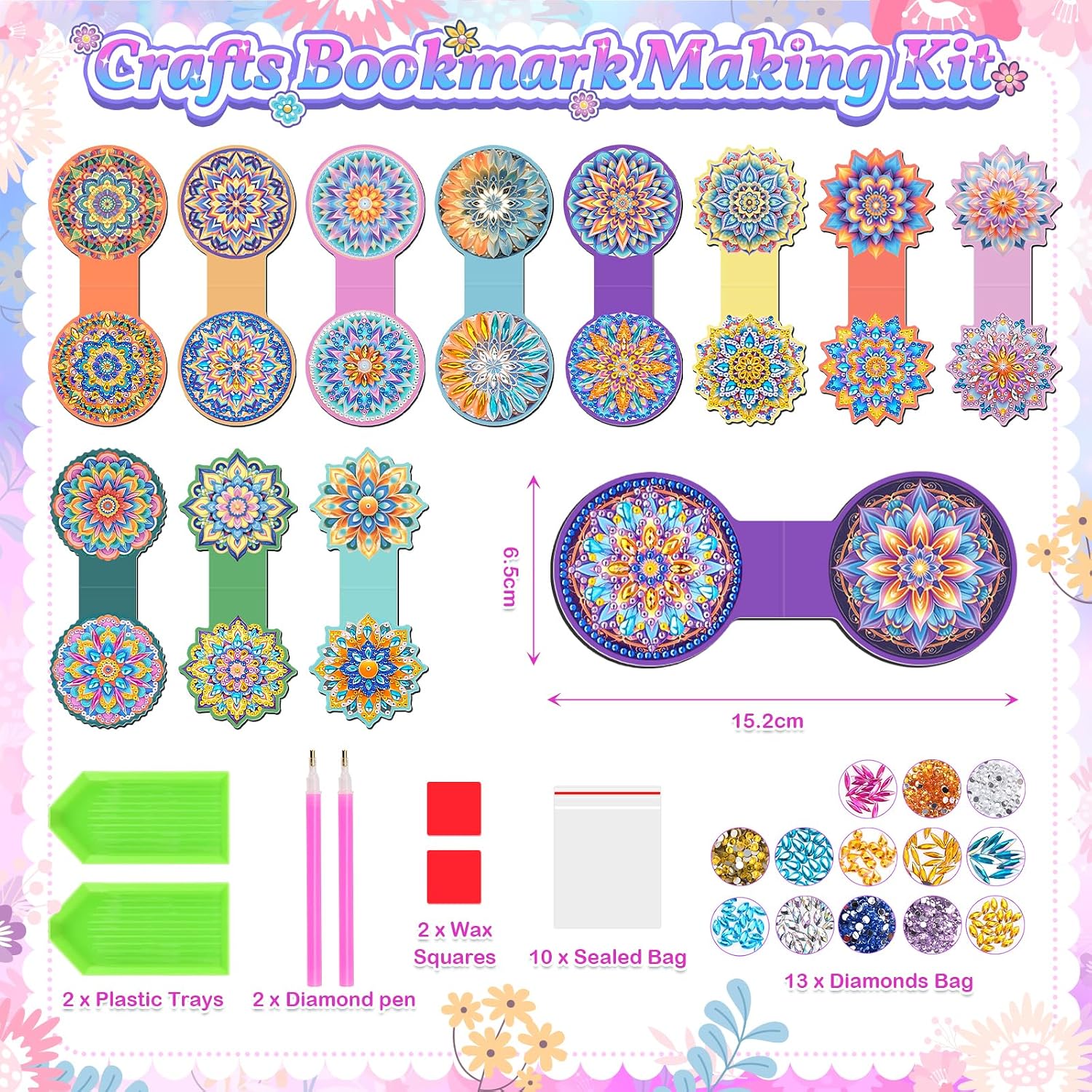 Thumbnail 6 de Arts and Crafts for Kids 5-12 Year Old: Diamond Art Magnetic Bookmarks Kit