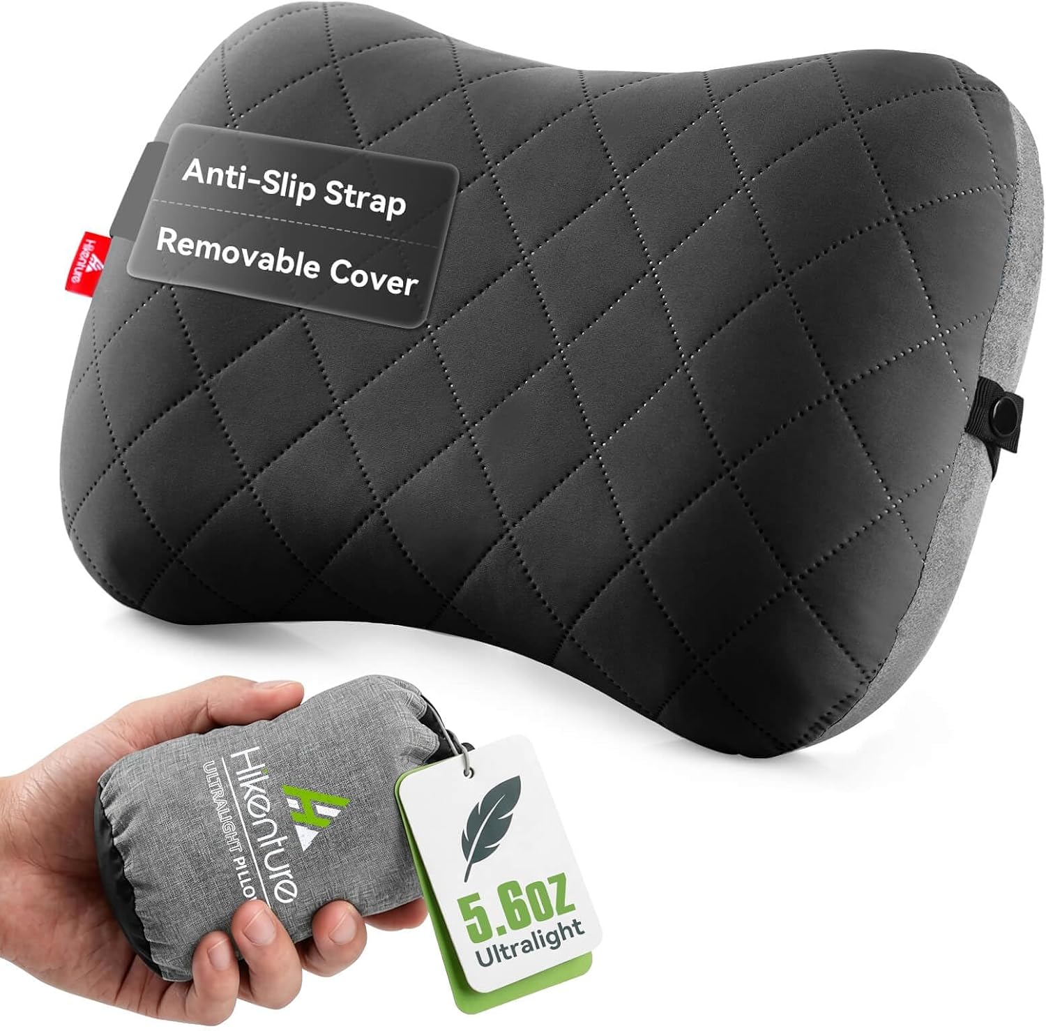 Detalle de Hikenture 1038-A2 Inflatable Camping Pillow with Removable Cover and Ergonomic Support