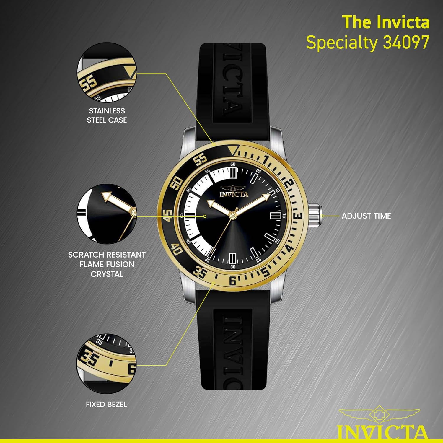 Detalle de Invicta Specialty Montre Homme 34097 — Mouvement à Quartz, Acier Inoxydable, 45 mm