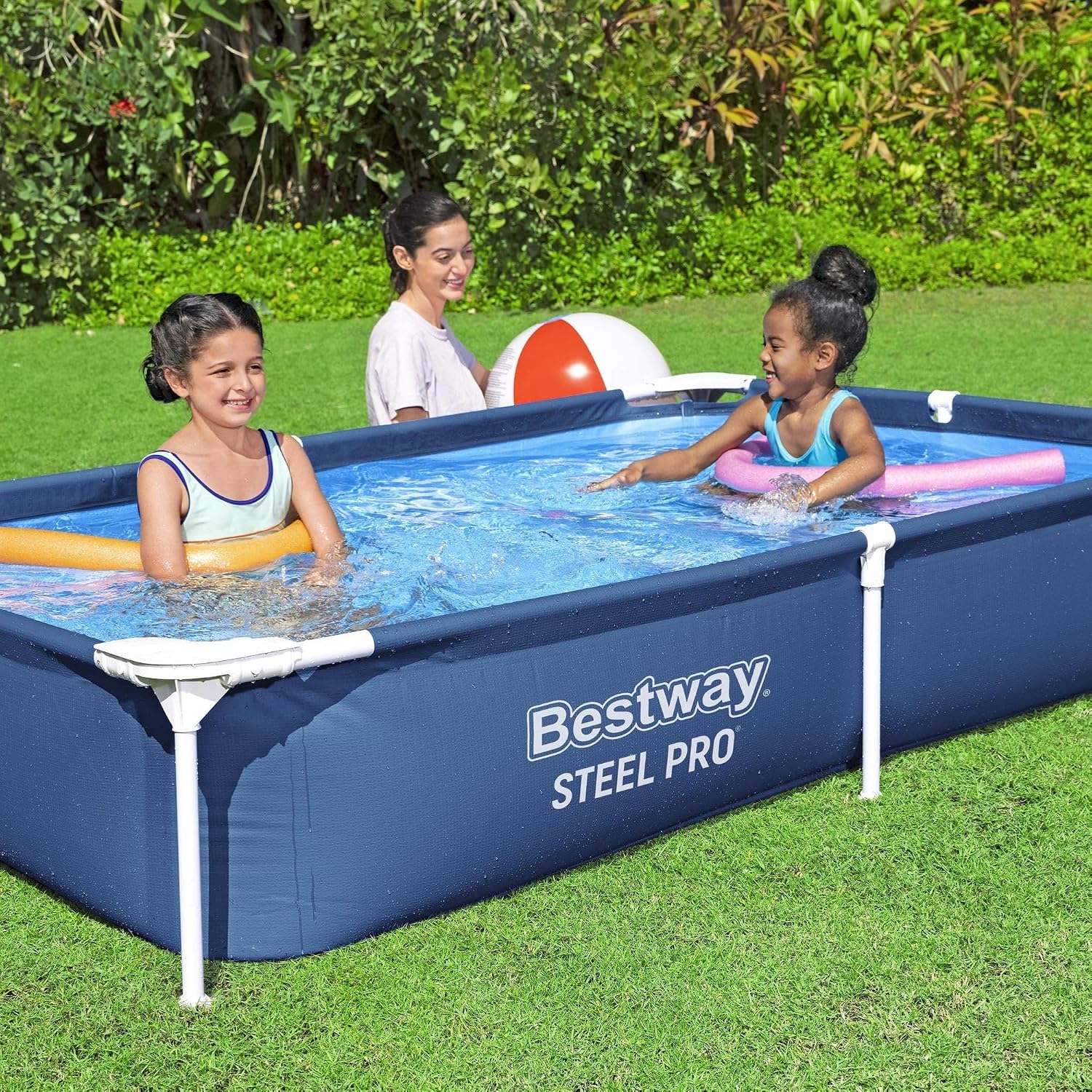 Detalle 2 de Bestway 56401 長方形フレームプール 221×150×43cm・約1200L・排水栓付き