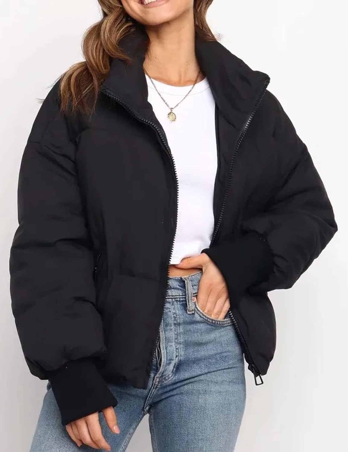 Detalle 2 de Gihuo 2026 Cropped Puffer Jacket