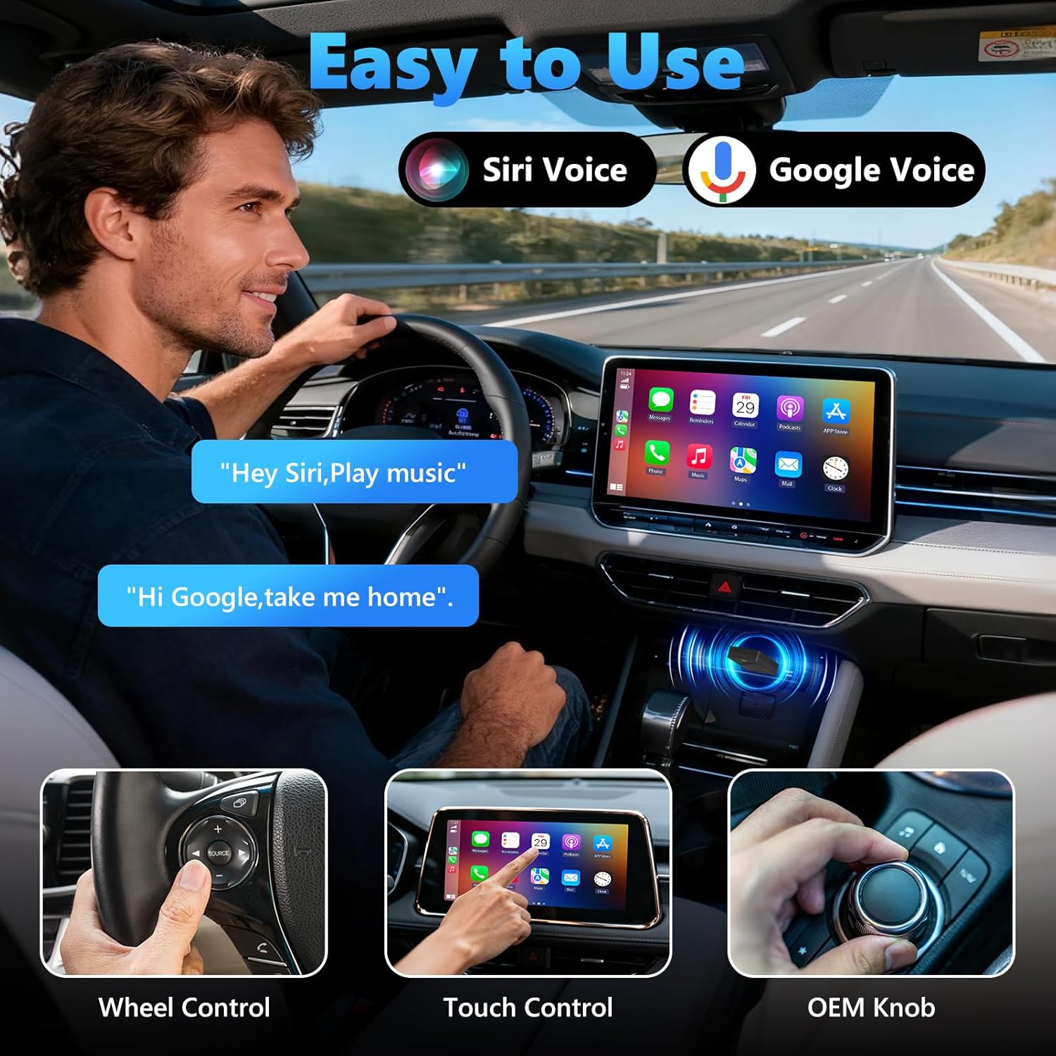 Thumbnail 5 de AOUQEE 2-in-1 Wireless CarPlay & Android Auto Adapter (USB-Dongle, kabellose Verbindung)