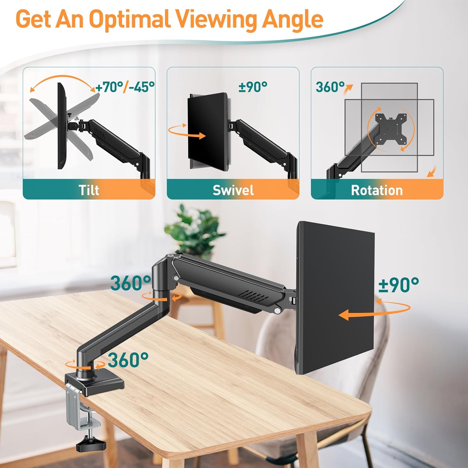 Thumbnail 2 de ELIVED Single Monitor Arm (EV004) for 13–32 inch Monitors with VESA 75x75/100x100 up to 10kg