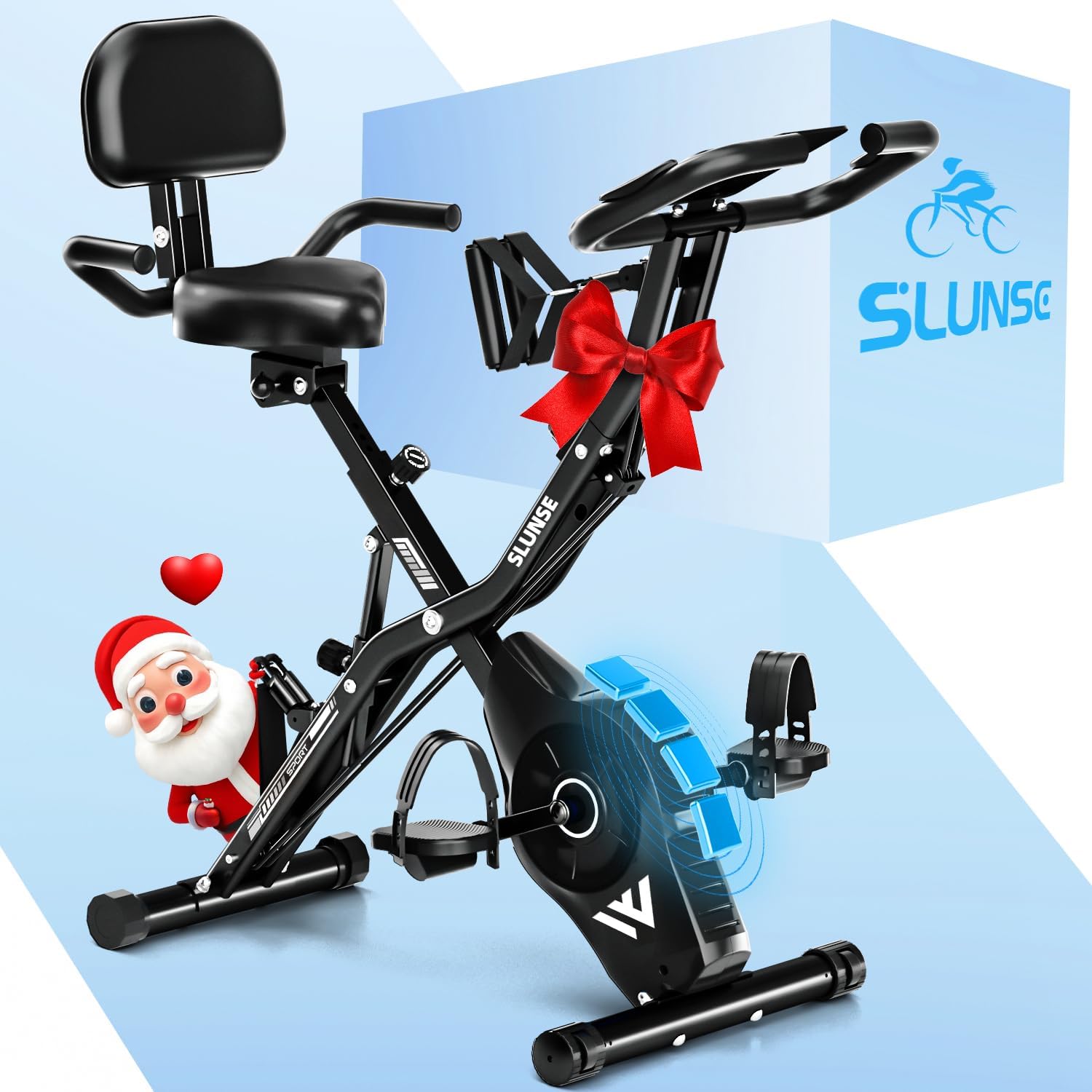 Detalle de SLUNSE FITNESS 916 5-in-1 Folding Exercise Bike, 16-Level Magnetic Resistance