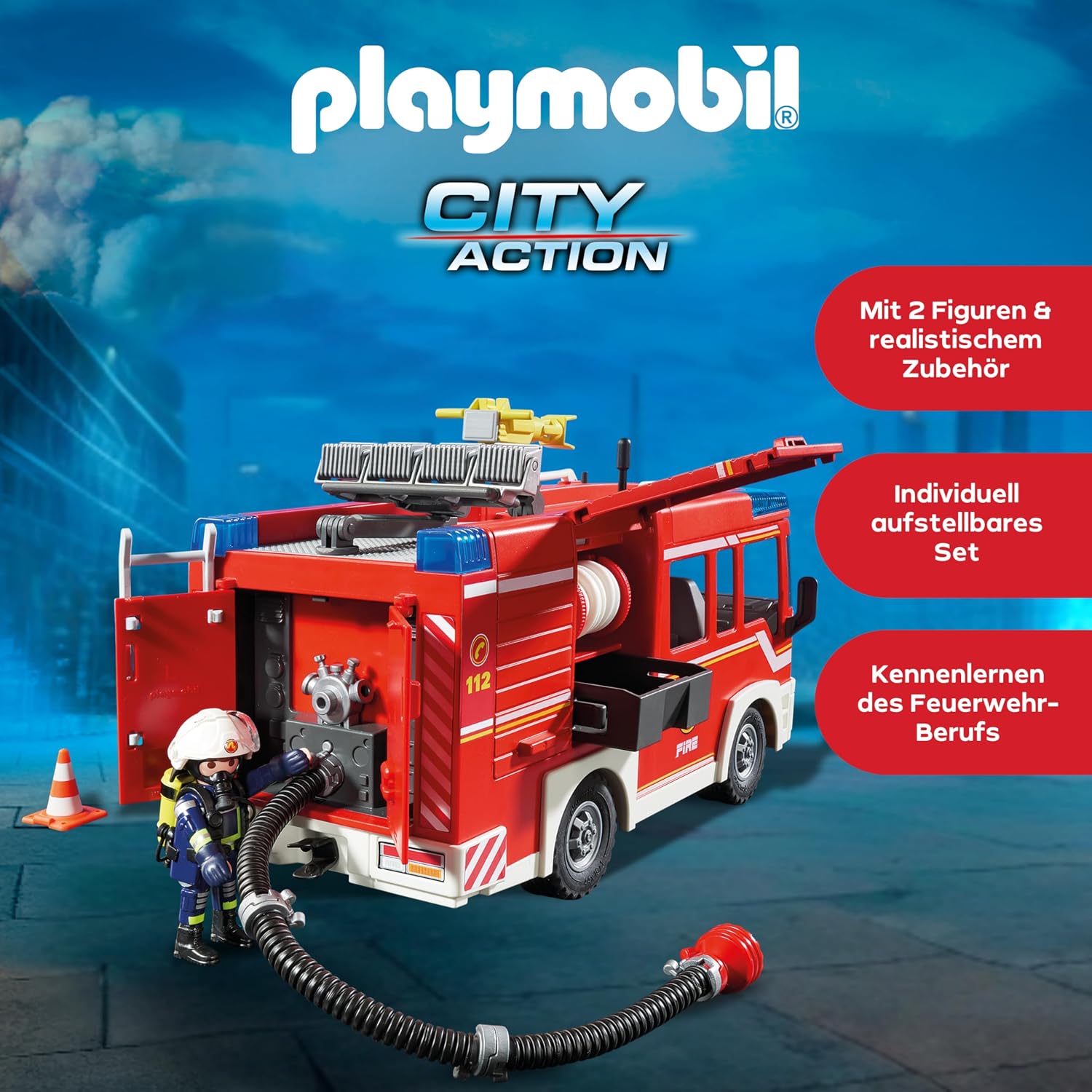 Thumbnail 4 de PLAYMOBIL City Action 9464 Feuerwehr-Rüstfahrzeug mit Licht und Sound – 138-teiliges Set ab 5 Jahren