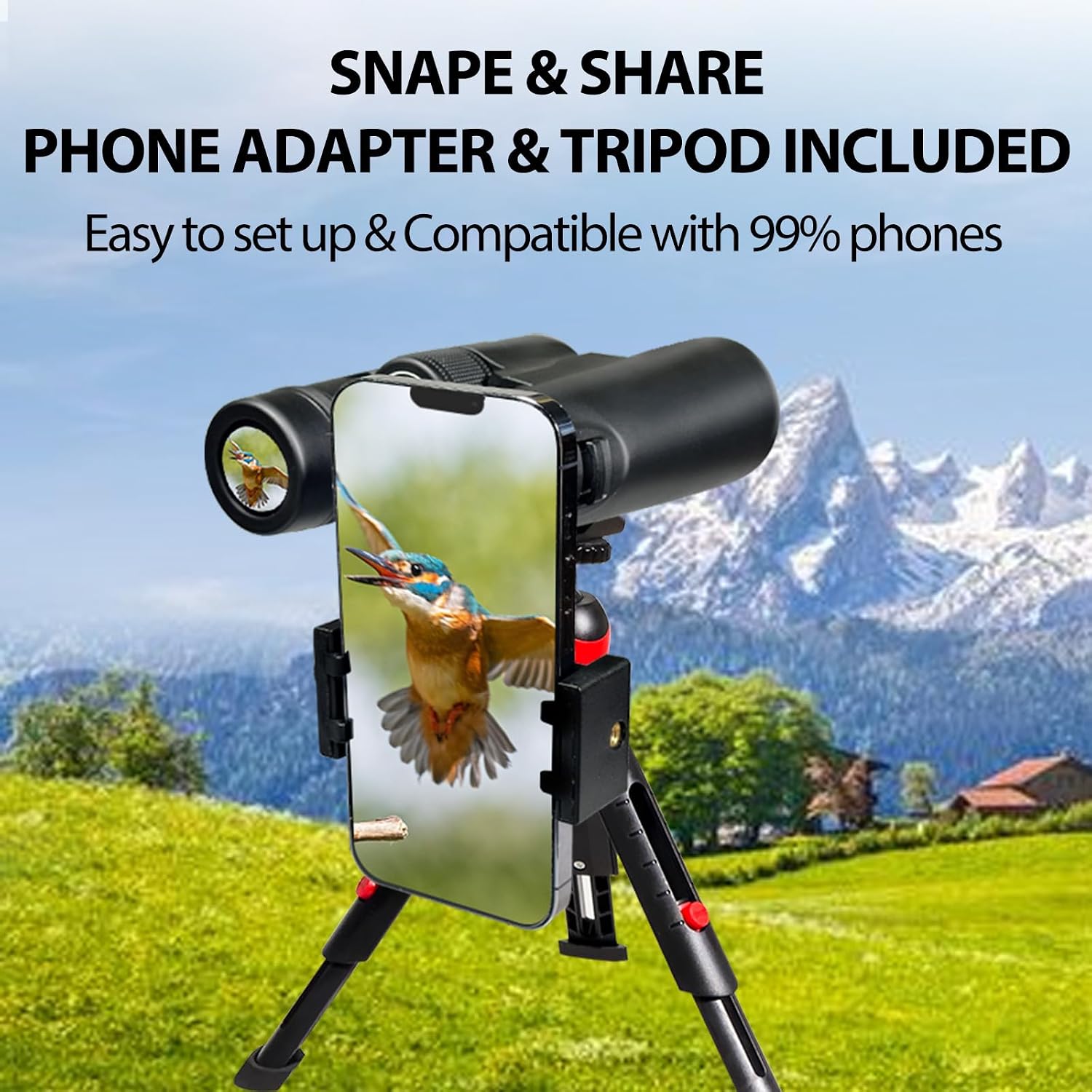 Thumbnail 3 de Gosky 8x42 Roof Prism Binoculars for Adults — Waterproof, with Phone Mount and Tripod