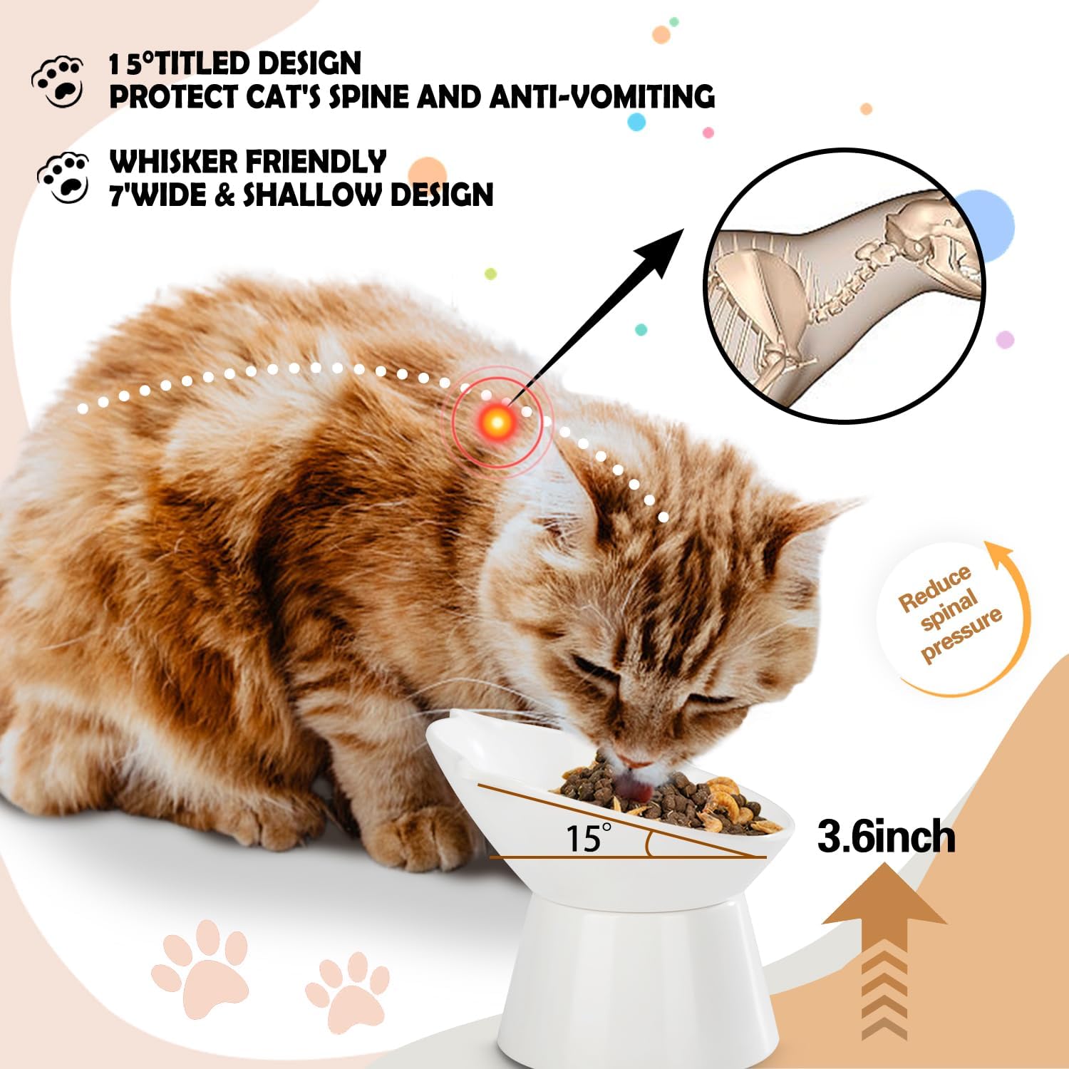 Detalle de Detachable Raised Cat Bowls 15° elevated bowl
