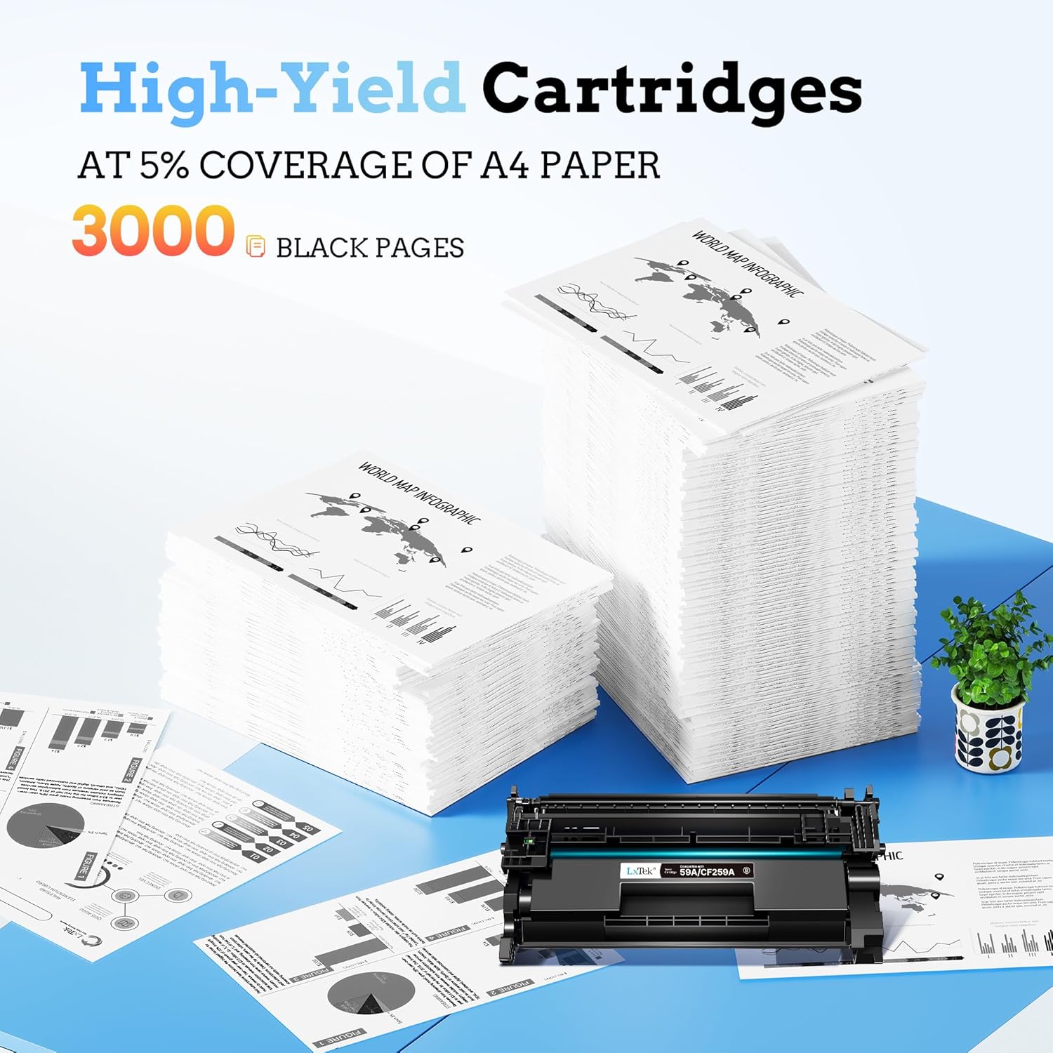 Detalle 2 de LxTek 59A/CF259X CF259A Schwarz Toner mit Chip – kompatibel für HP LaserJet Pro (M404/M428, 1er Pack)