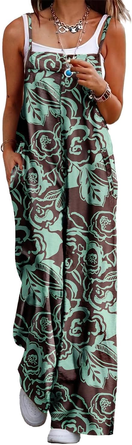 Thumbnail 6 de YESNO Women’s Summer Boho Cotton Jumpsuit with Wide-Leg Overalls Design and Floral Print (PZZCR)