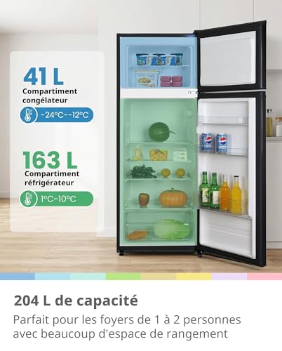 Thumbnail 1 de Comfee 204 L Frigo Congelateur 2 Portes – Noir, design compact et pratique