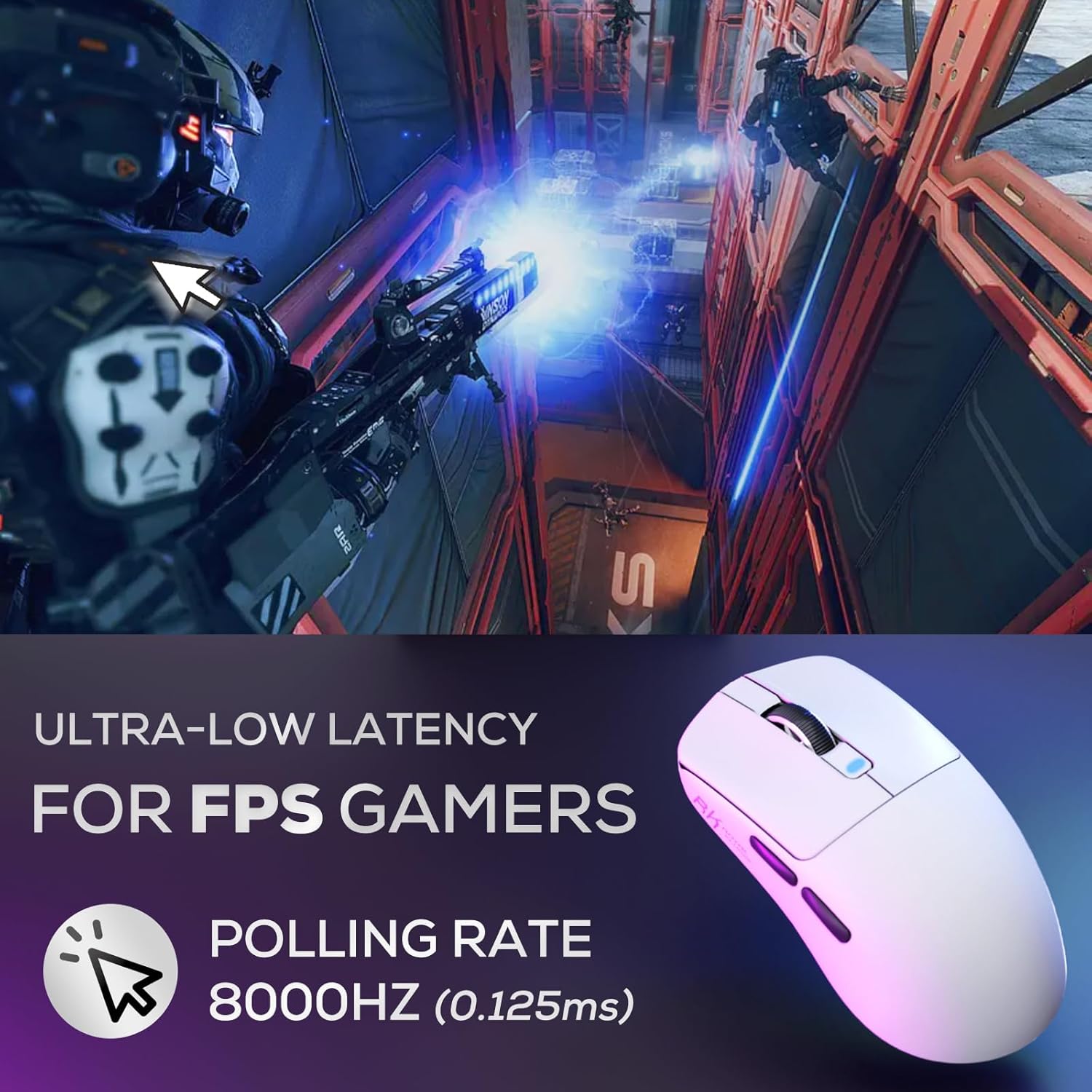 Thumbnail 3 de RK ROYAL KLUDGE M3 gaming mouse (47g) with PAW3950 sensor, tri-mode wireless (BT/2.4G/USB-C) and 8000Hz polling