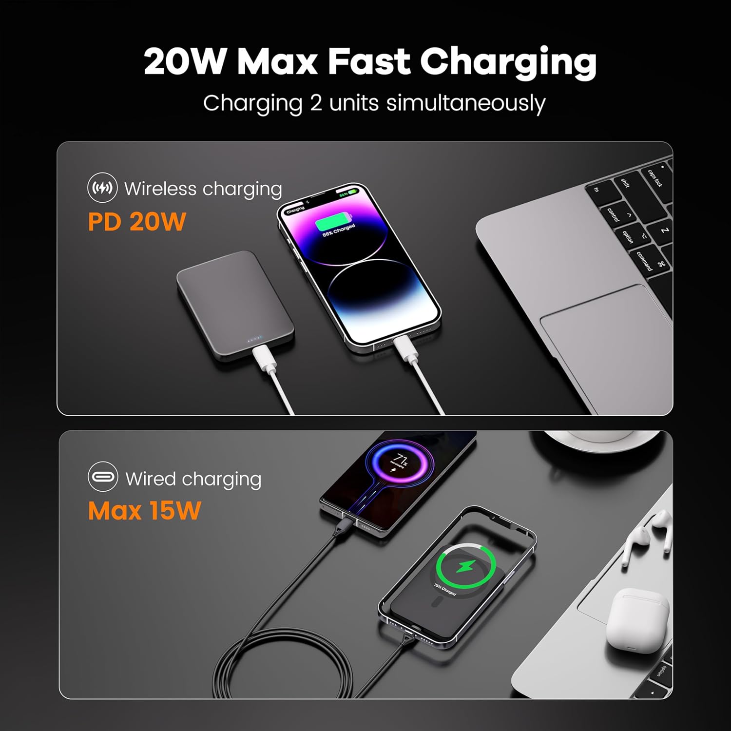 Thumbnail 6 de Kstime Magnetic Power Bank 10000mAh — 14mm Ultra-Slim Titanium MagSafe Charger (Grey)