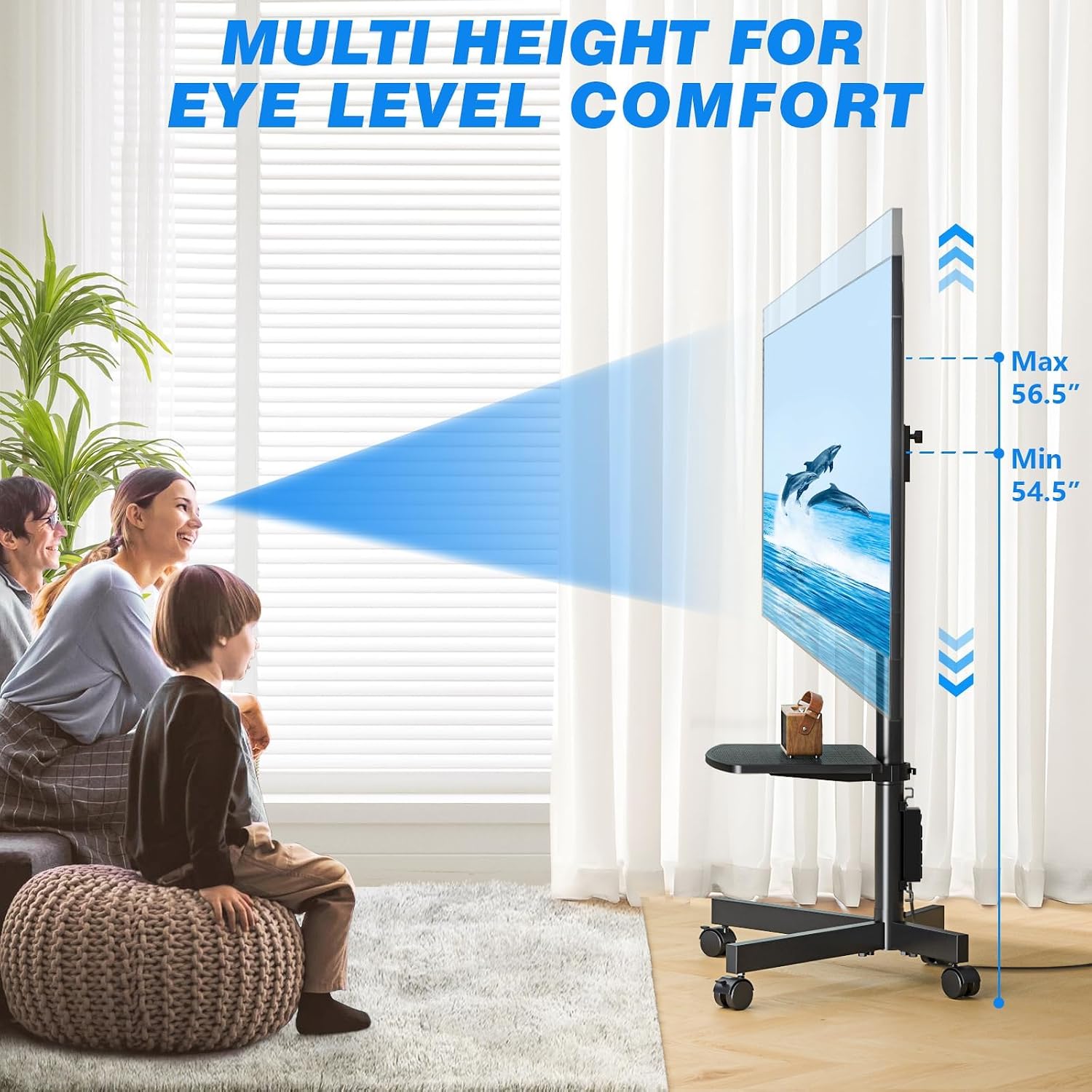 Detalle de Rfiver DMT2004 Mobile TV Stand, 23–60-Inch, 88 lb Capacity, with Power Strip