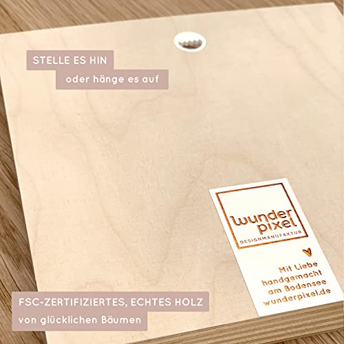 Detalle 2 de Wunderpixel Holzbild: 'Man sieht nur mit dem Herzen gut' – 15x15x2 cm aus Birkenholz