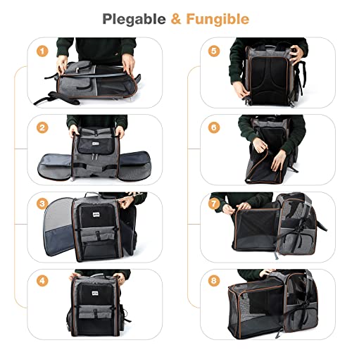 Detalle 2 de Lekespring Transportin Gato Extensible con 4 Entradas y Mochila Transpirable