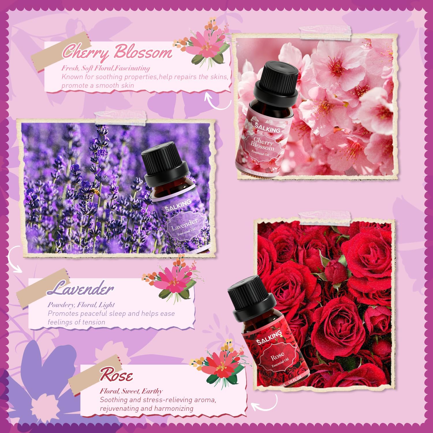 Thumbnail 2 de SALKING Floral Essential Oils Set: 6x10 ml Premium Pure & Natural Fragrance Oils
