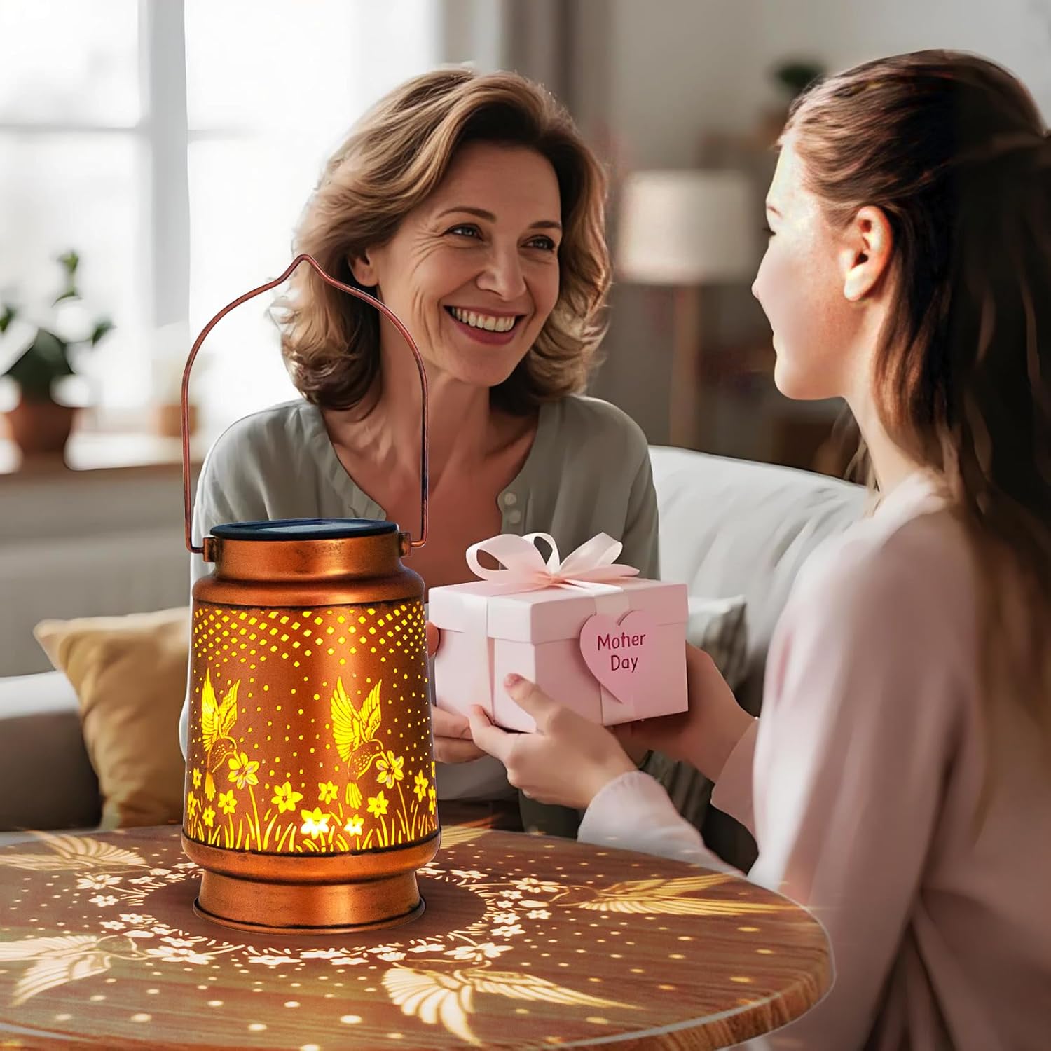 Thumbnail 3 de TickTime 2 Pack Hummingbird Garden Solar Lanterns (Brown) – Copper-style vintage outdoor decorative lights