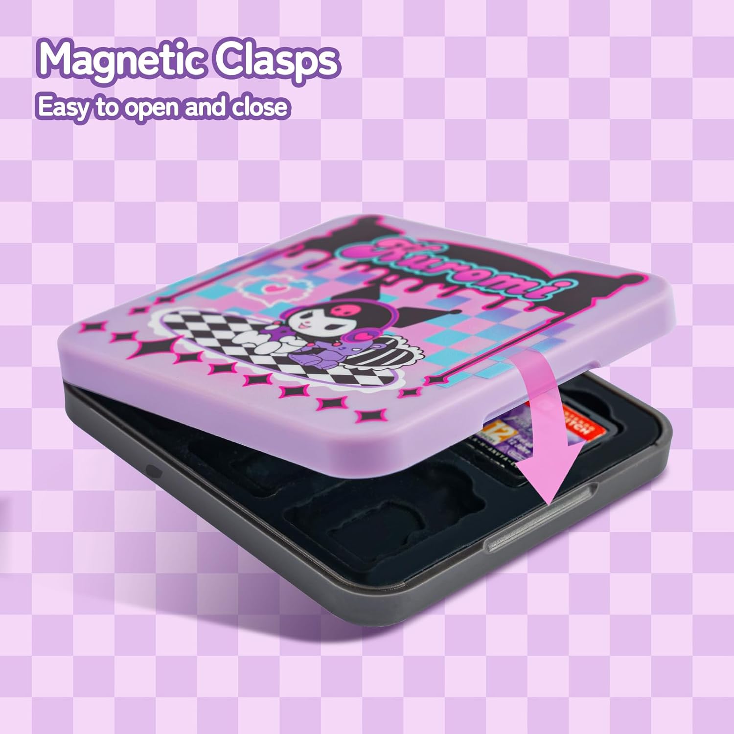 Detalle de Kuitmor Switch Game Card Case (12 Slots) – Purple, compatible with Switch 2 (2025)