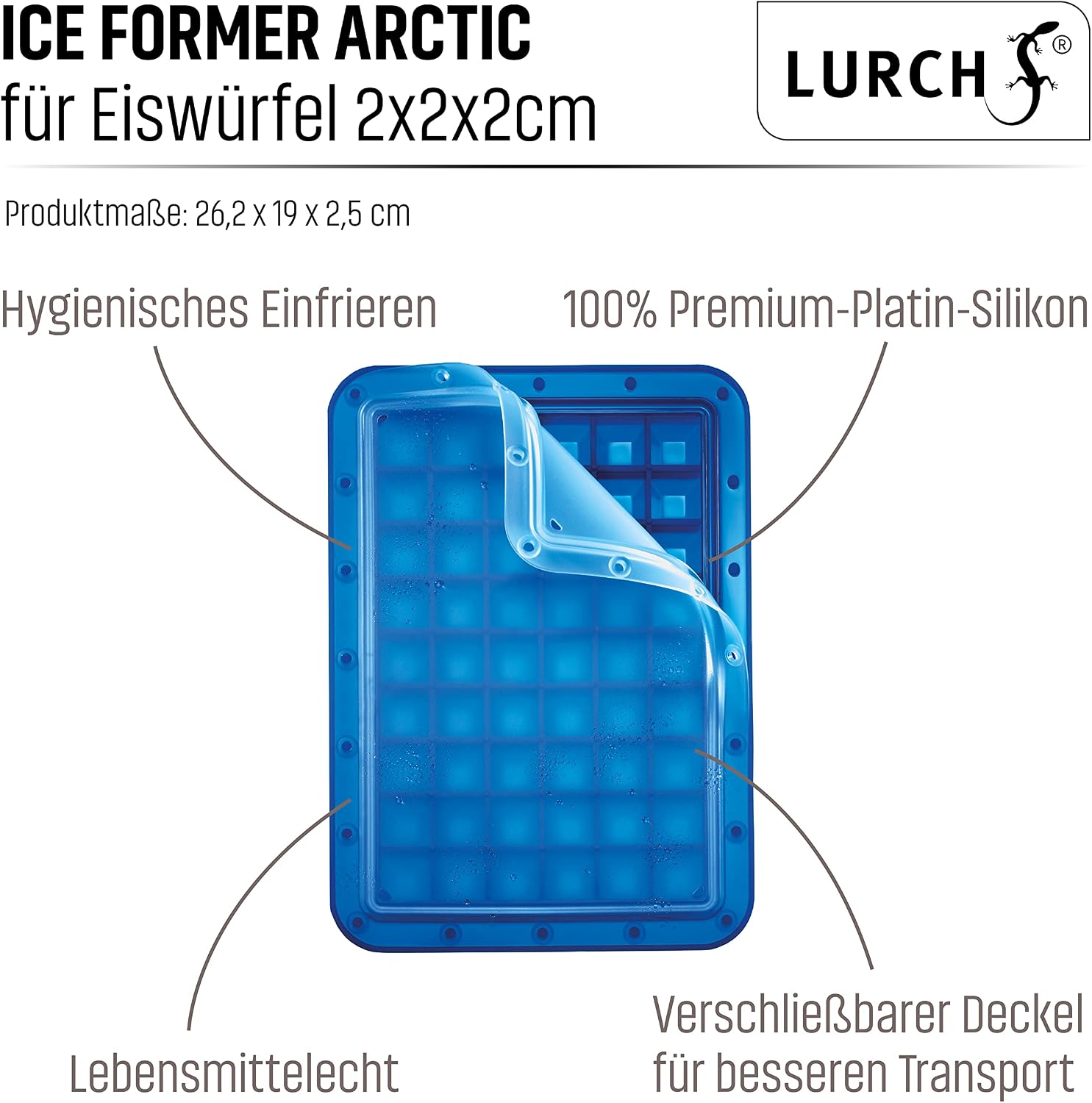 Thumbnail 6 de Lurch 240750 Arctic – silikonowa foremka do lodu, 54 kostki 2 cm z pokrywką