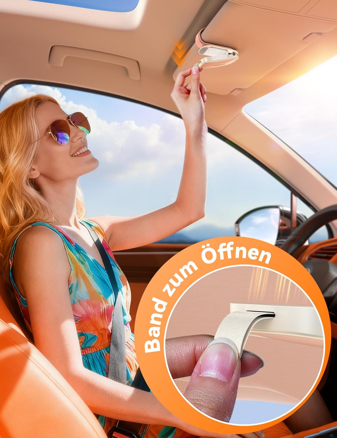 Thumbnail 2 de JOYROOM Brillenhalter für die Auto-Sonnenblende (magnetisch, Leder-Optik) – universell, rosa