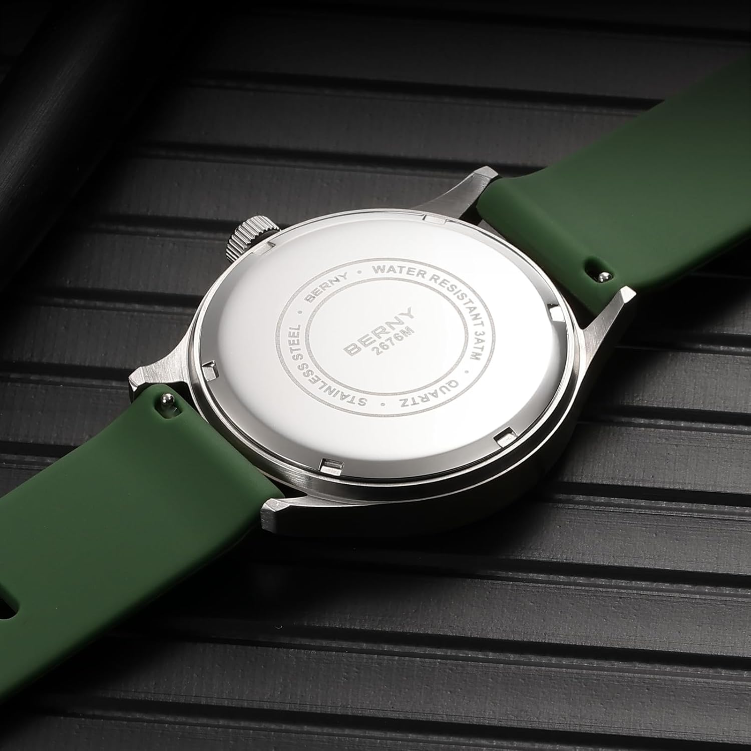 Detalle de BERNY Herren Quarz Modeuhr – wasserdicht, Datum, Silikonarmband