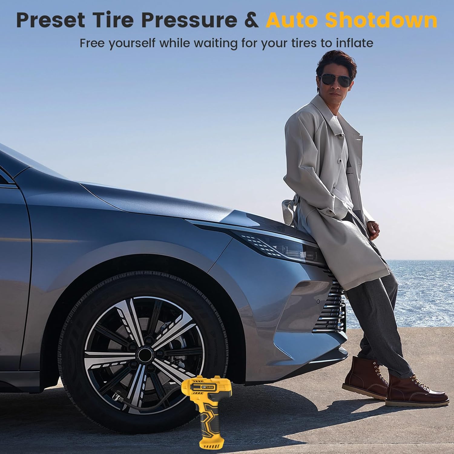 Thumbnail 2 de Skeufy Car Tyre Inflator Air Compressor – Portable Cordless Tyre Pump